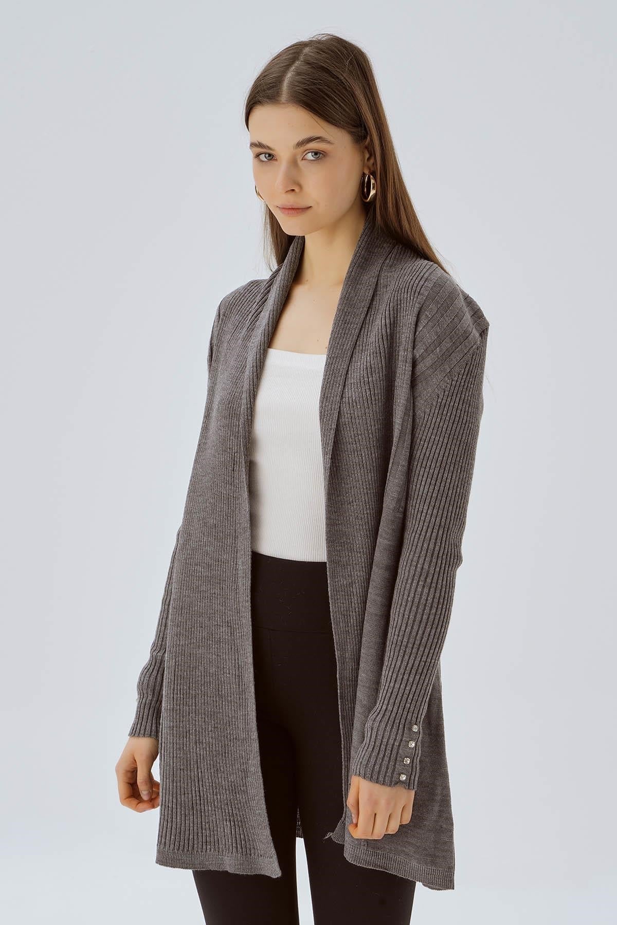 Gri Simli Hırka 3345