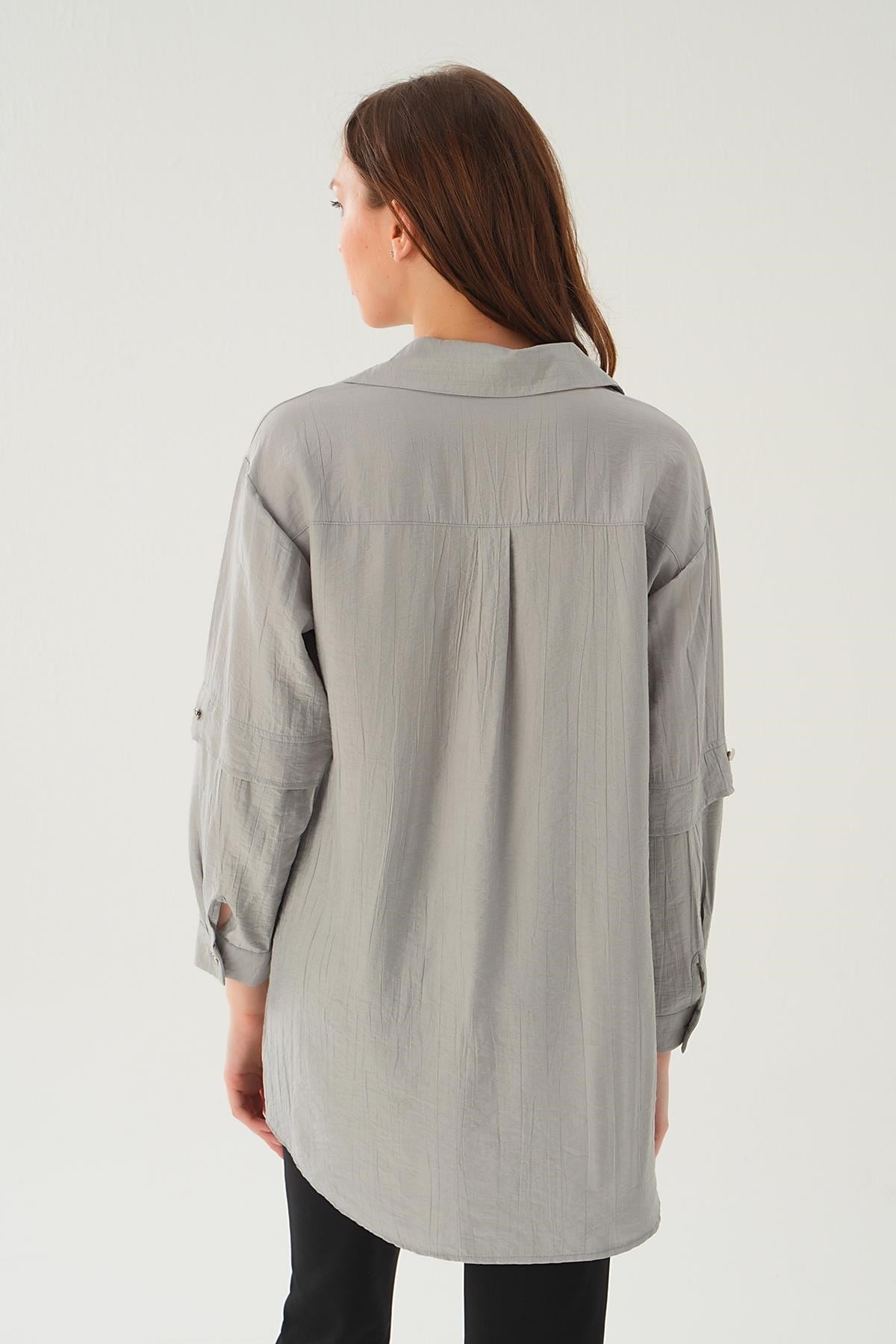Gri Tek Cep Tunik 4237A
