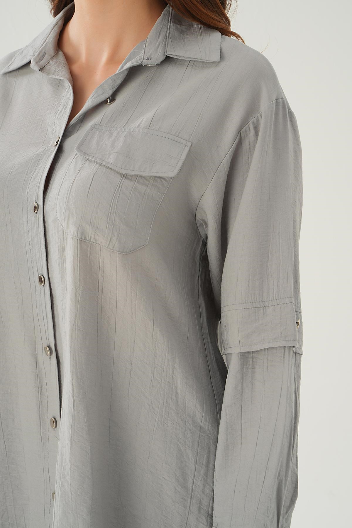 Gri Tek Cep Tunik 4237A