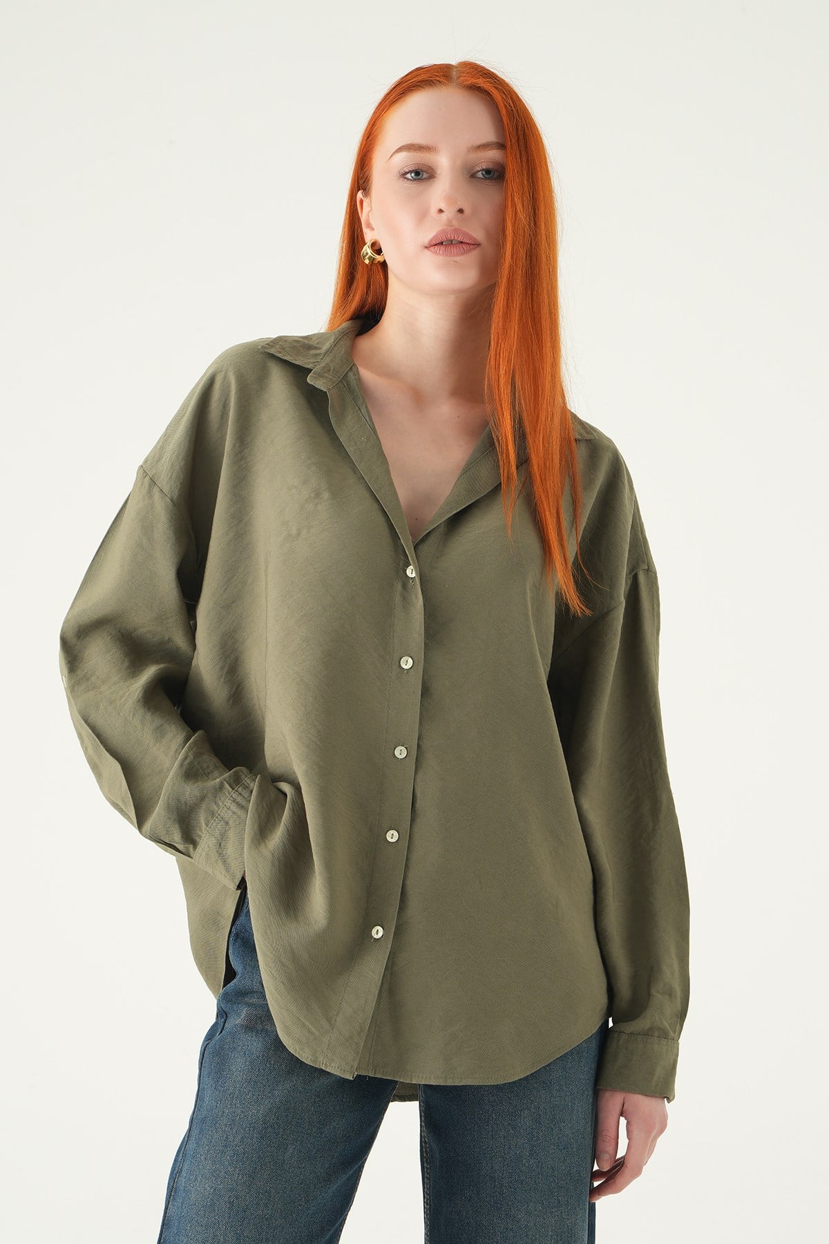Haki Oversize Gömlek 2893