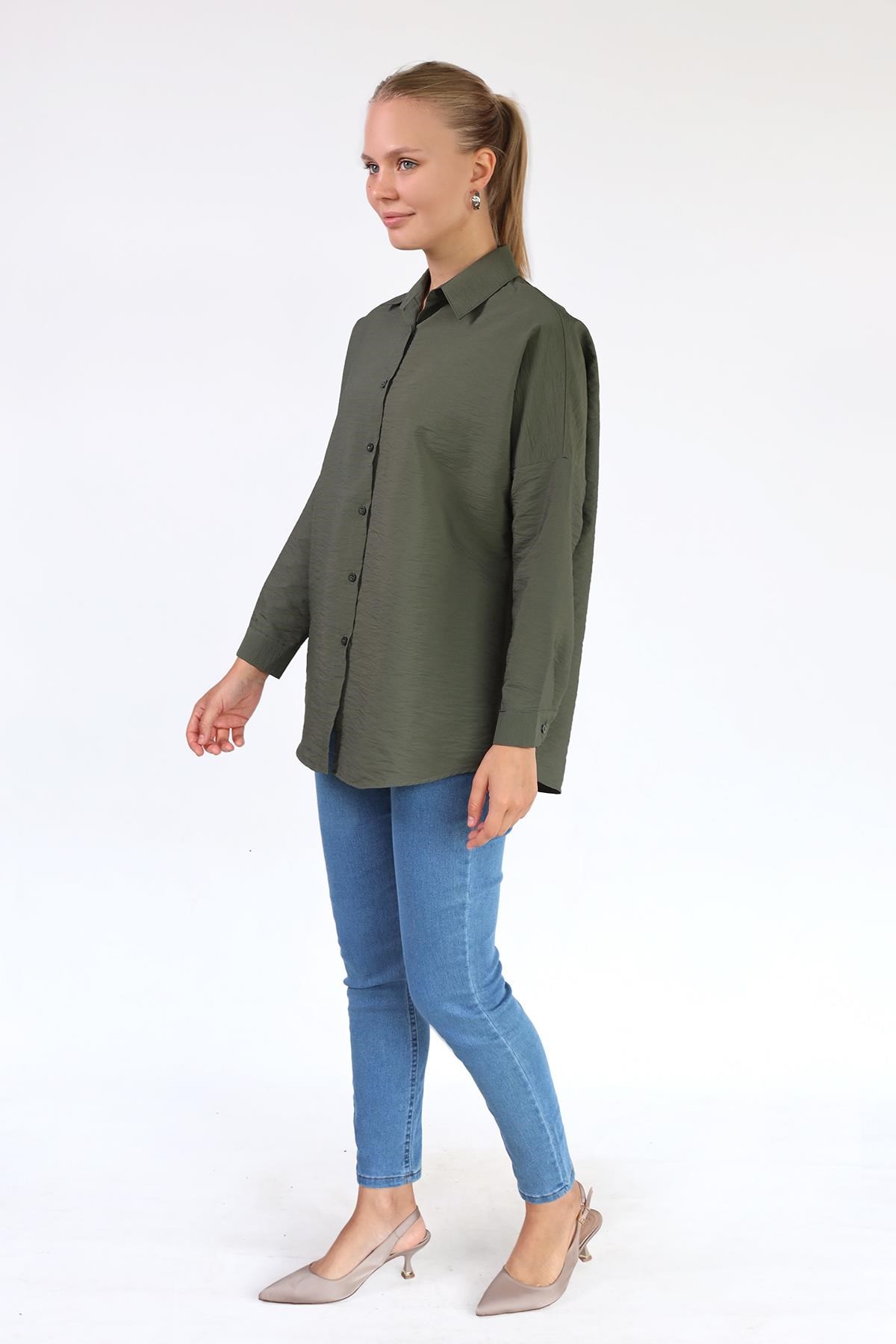 Haki Oversize Klasik Gömlek 4305A