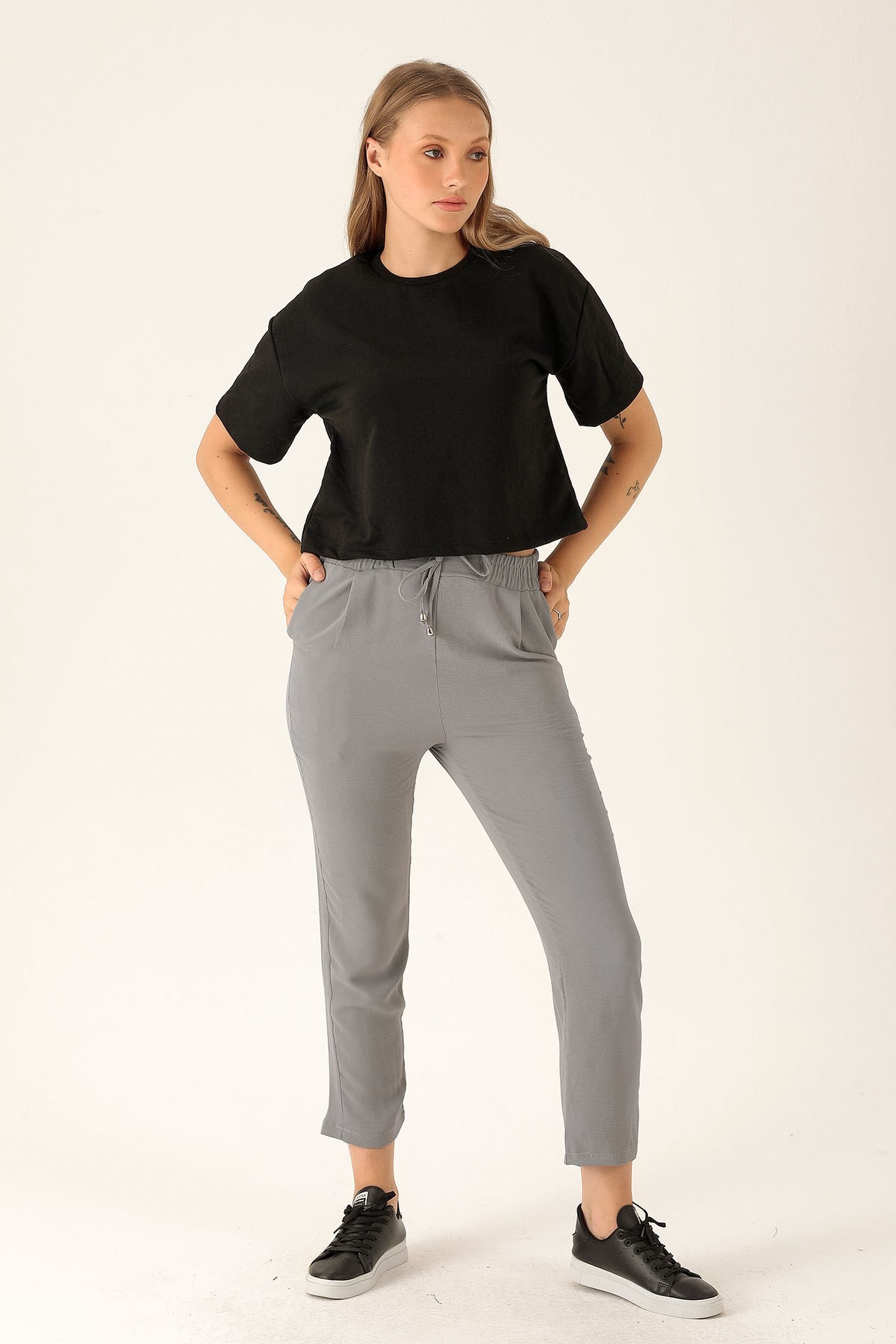 Havuç Bayan Pantolon - 6530A Gri