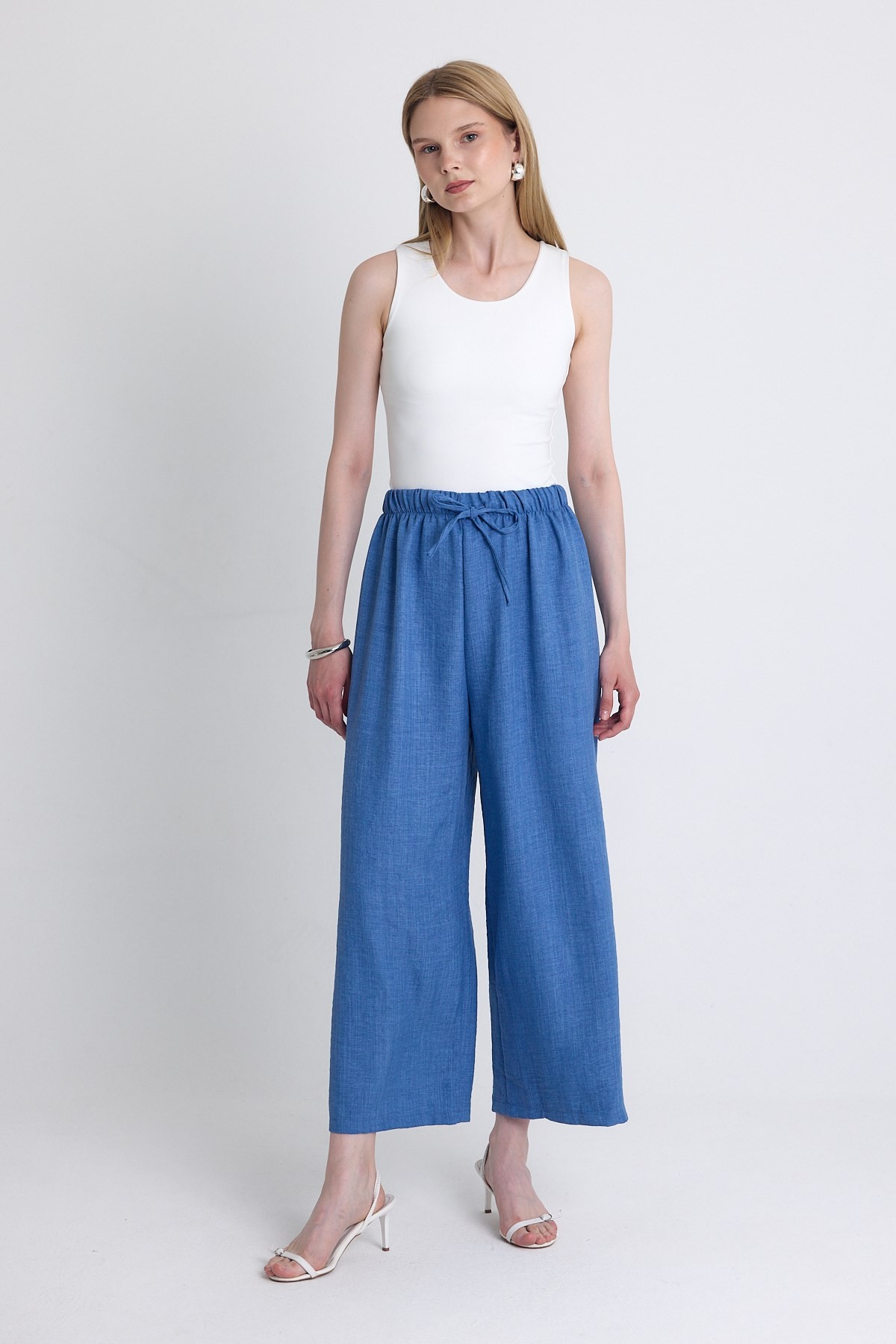 İndigo Bel Lastikli Pamuklu Örme Pantolon 8045A
