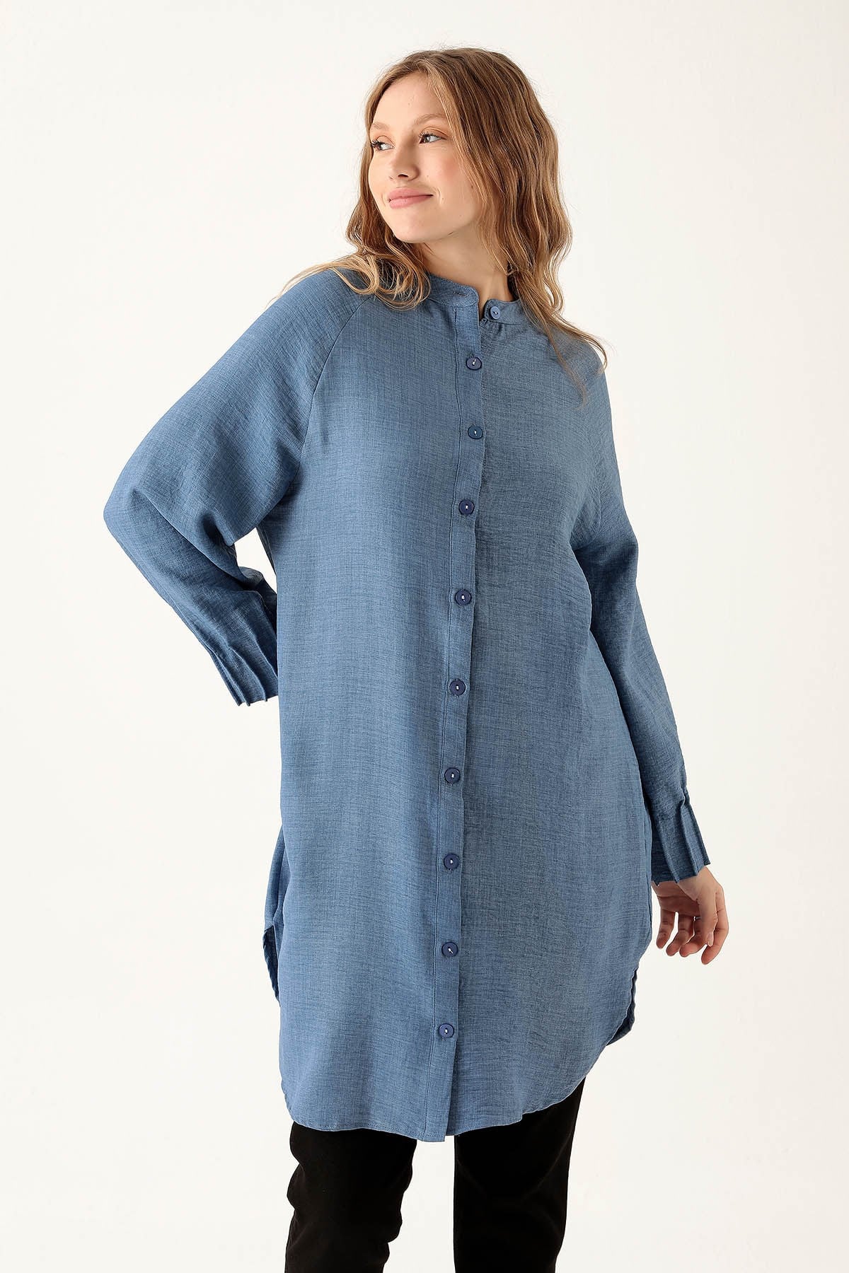 İndigo Kol Drapeli Tunik 6749A
