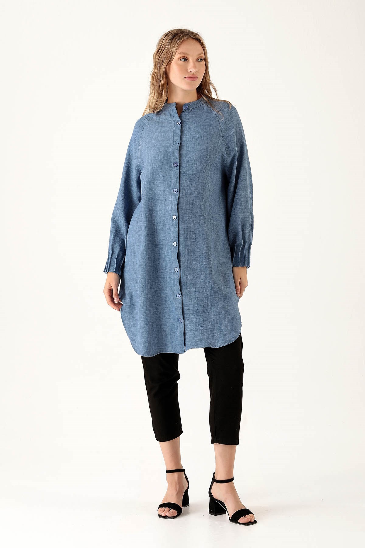 İndigo Kol Drapeli Tunik 6749A