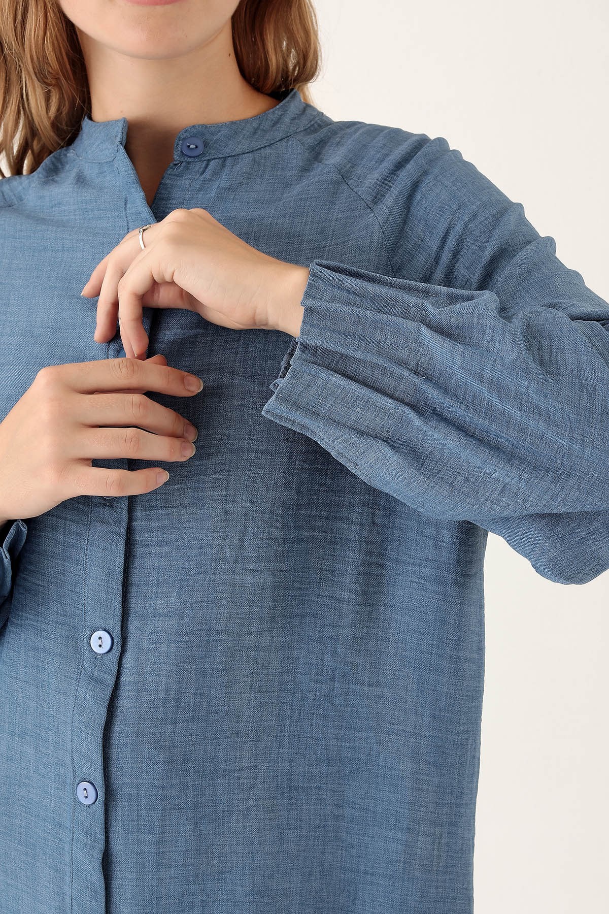 İndigo Kol Drapeli Tunik 6749A