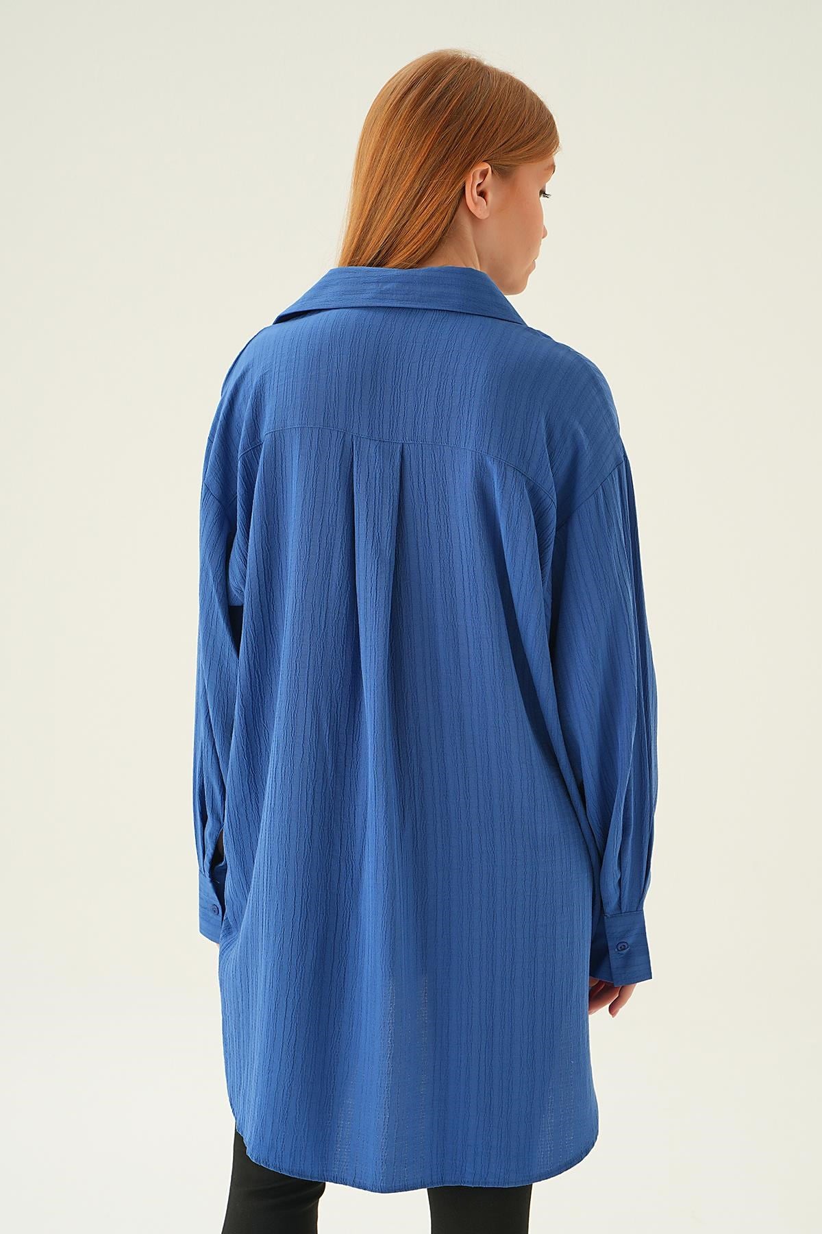 İndigo Oversize Gömlek 6644-1