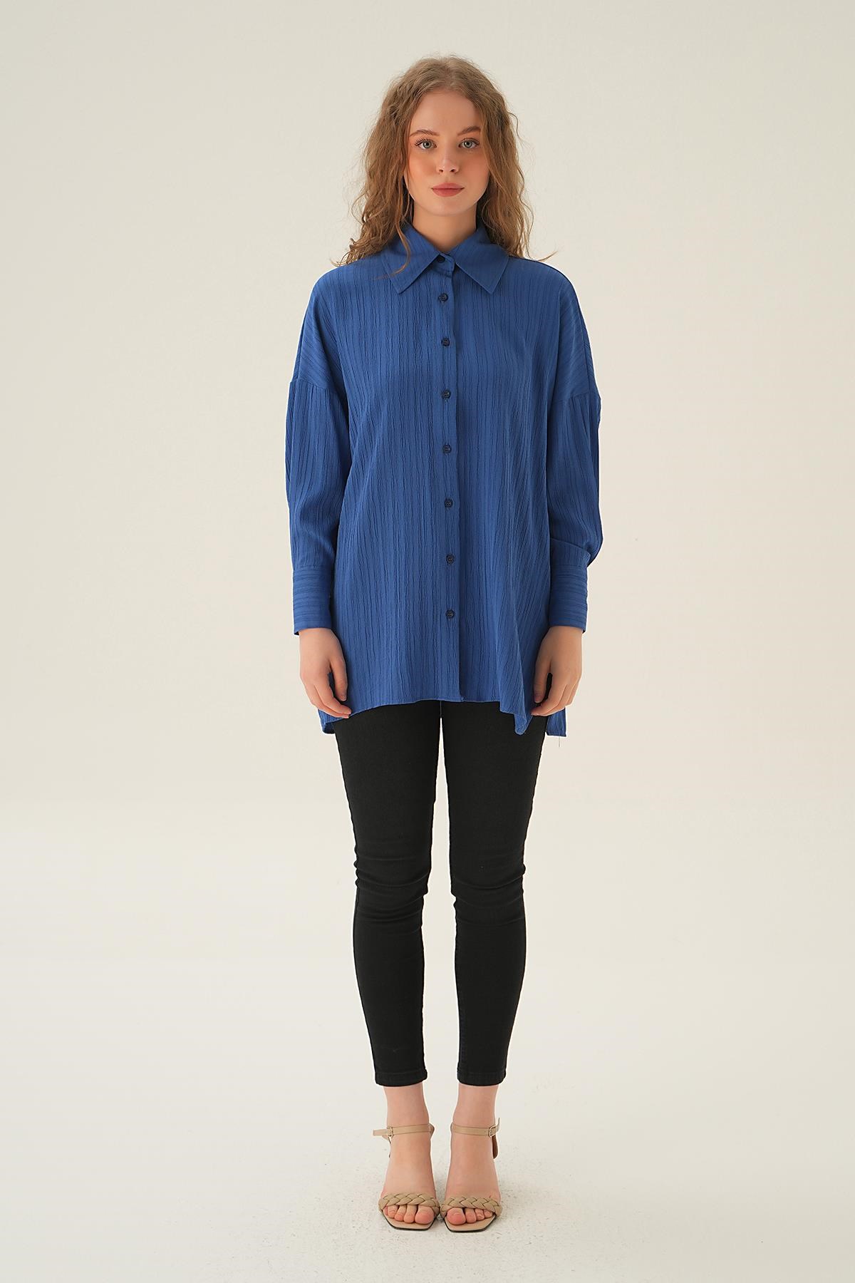 İndigo Oversize Gömlek 6931A