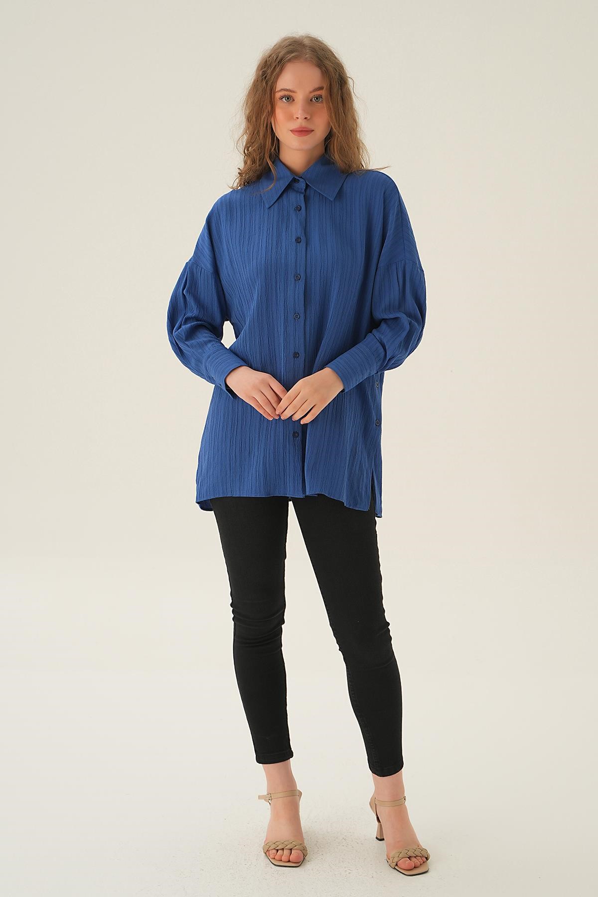 İndigo Oversize Gömlek 6931A
