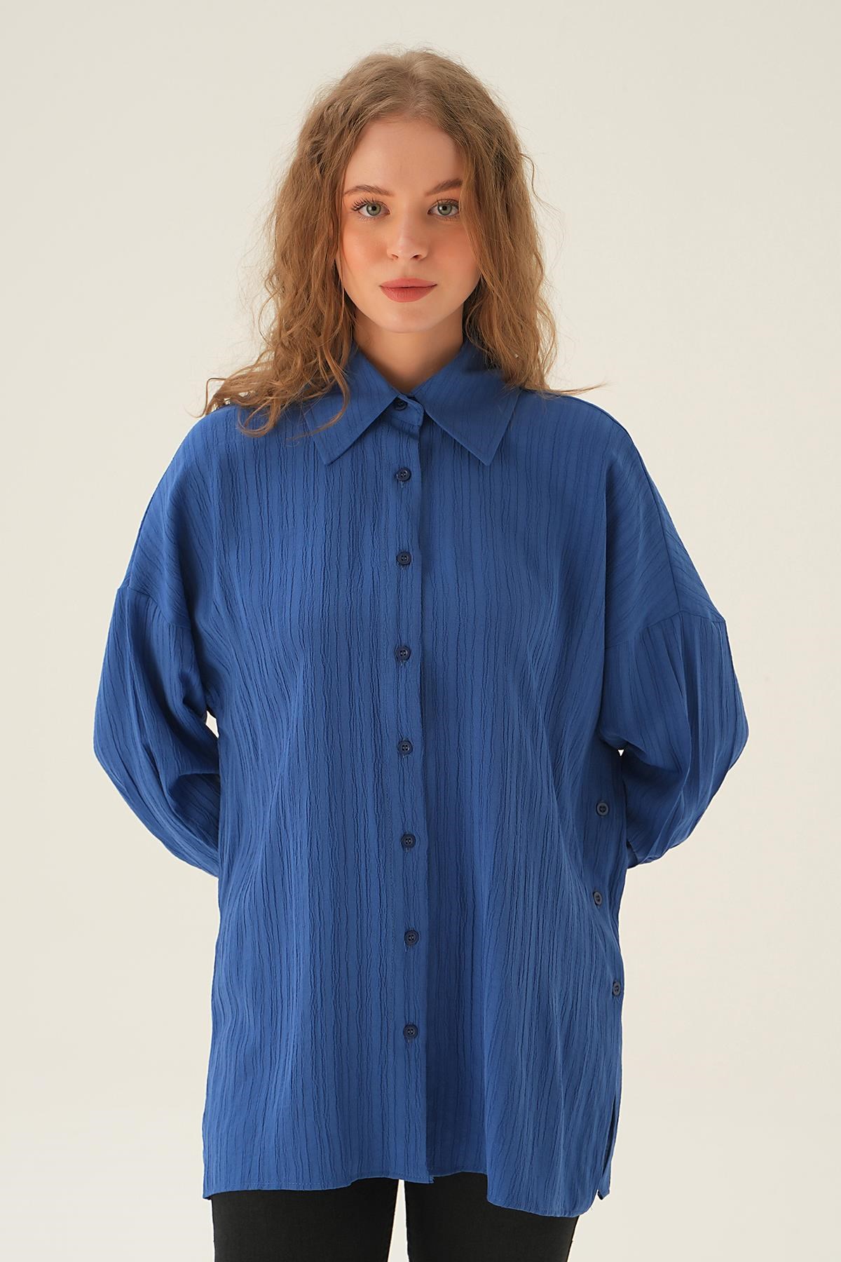 İndigo Oversize Gömlek 6931A