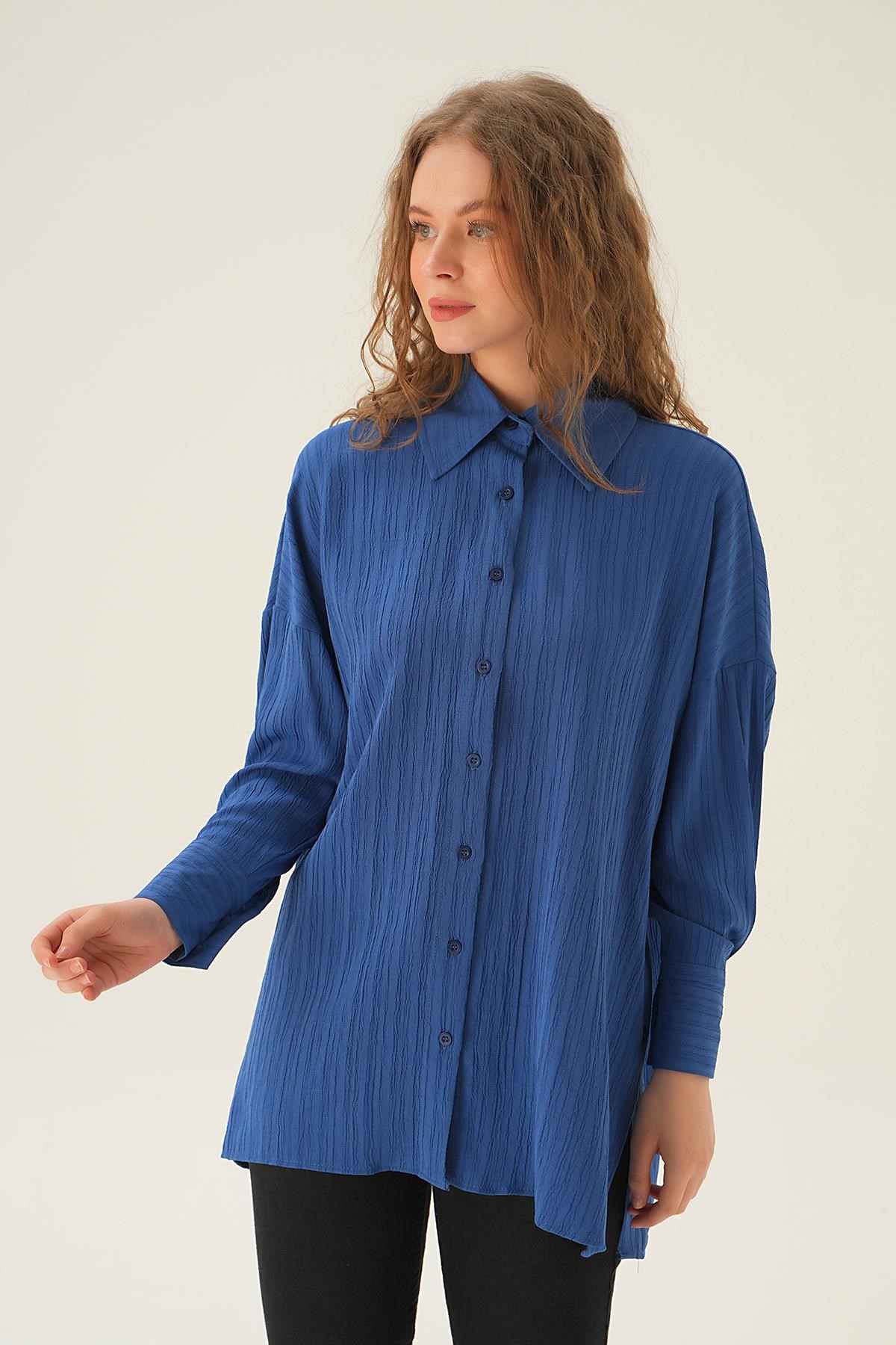 İndigo Oversize Gömlek 6931A