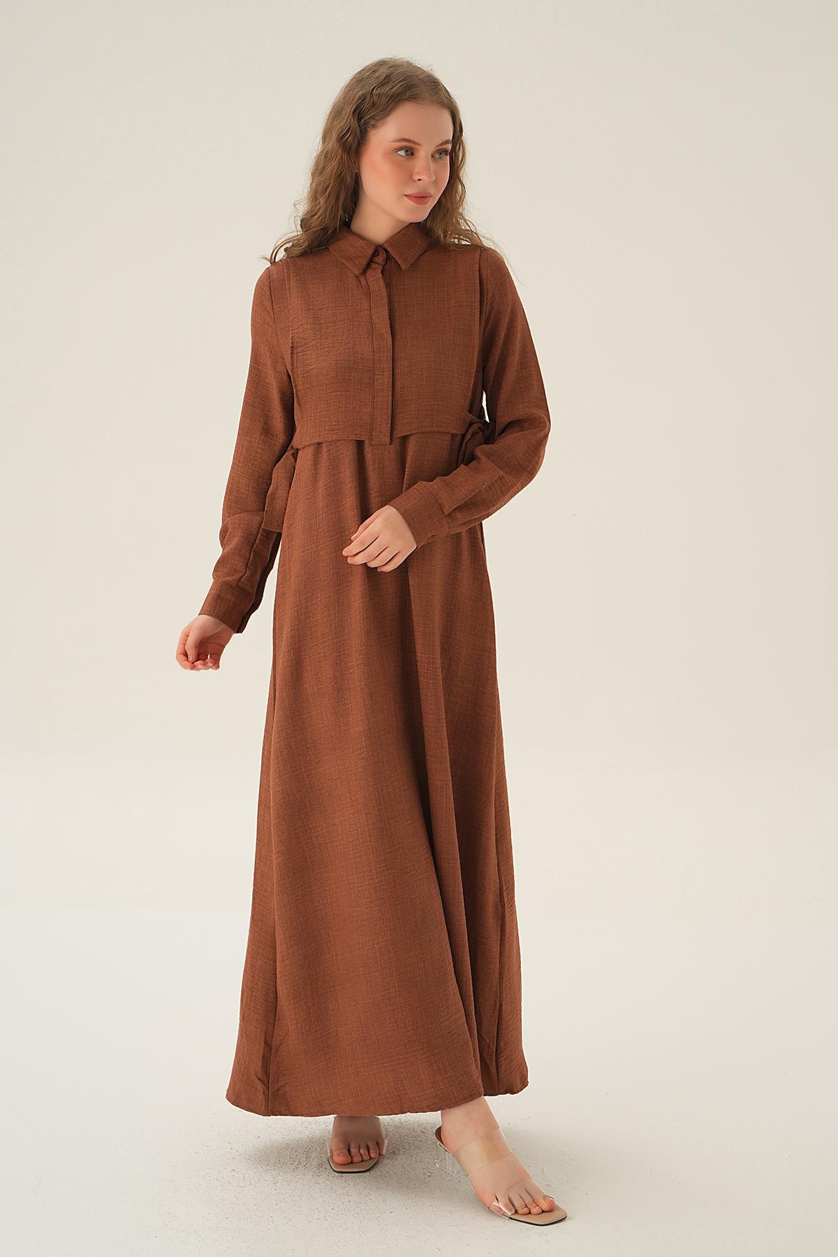 Kahve Bolerolu Elbise 6809A