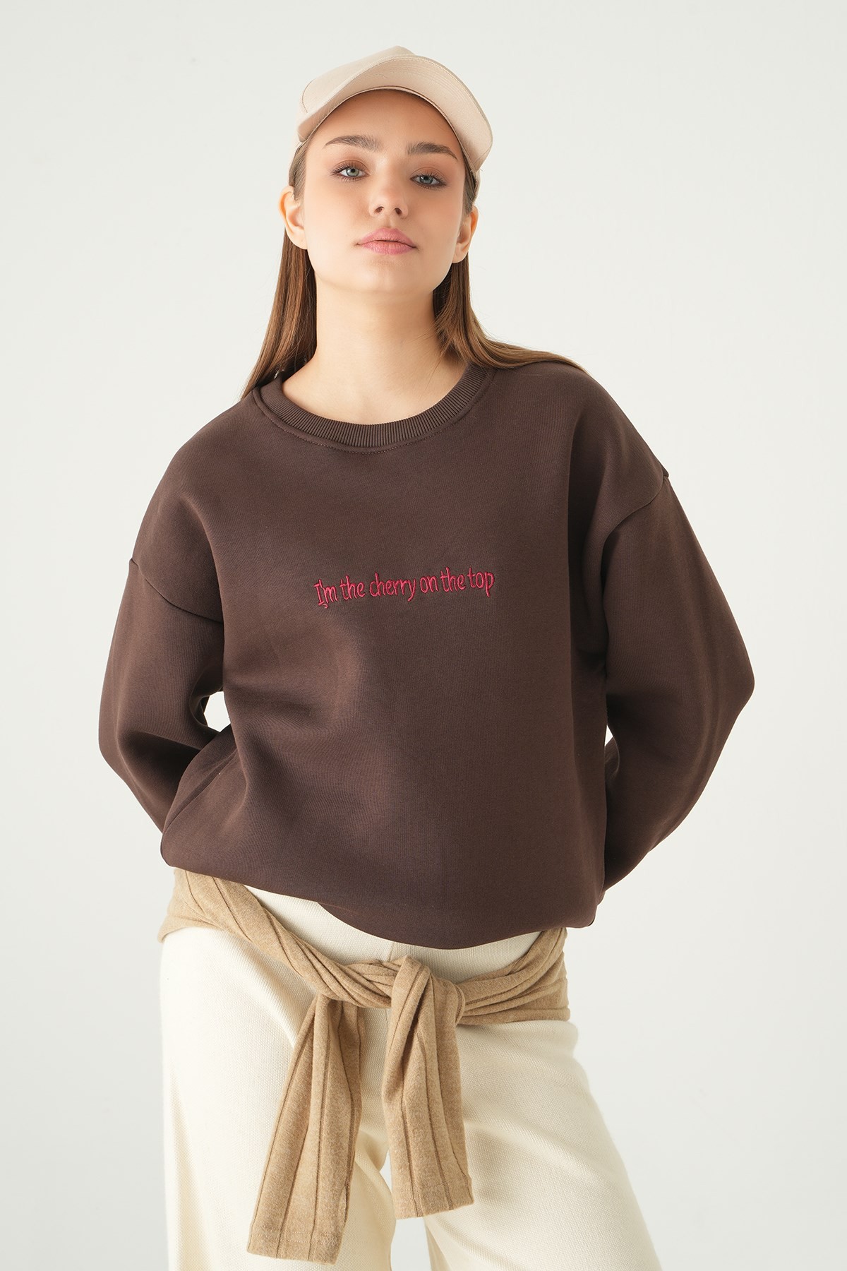 Kahve Cherry On Top Baskılı Sweat 1041