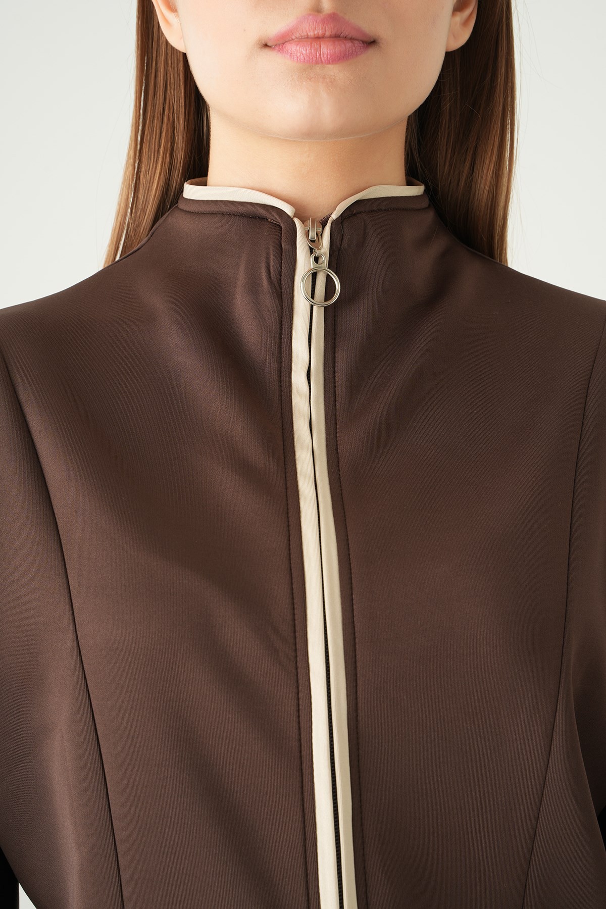 Kahve Ön Şerit Detay Hırka 8384A