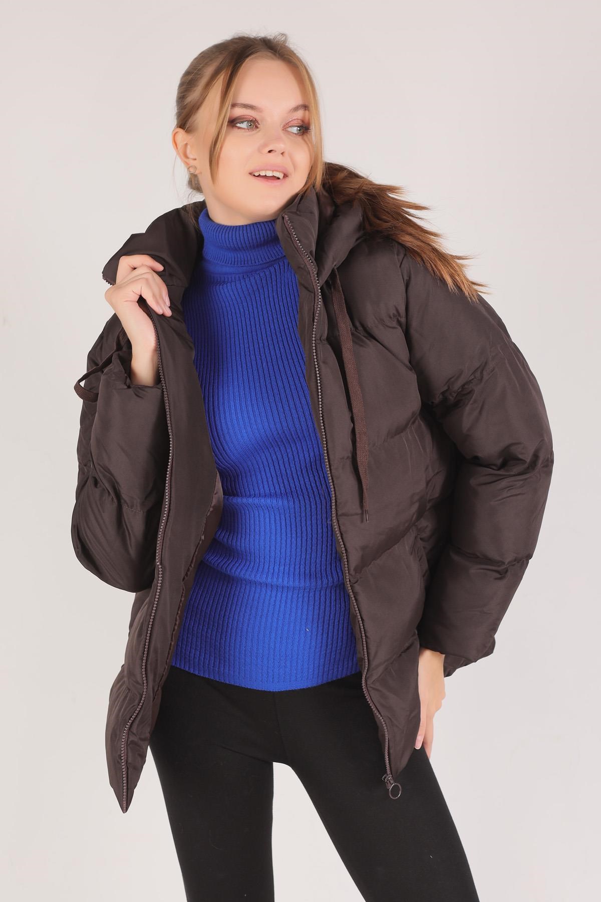 Kahve Oversize Mont 2154