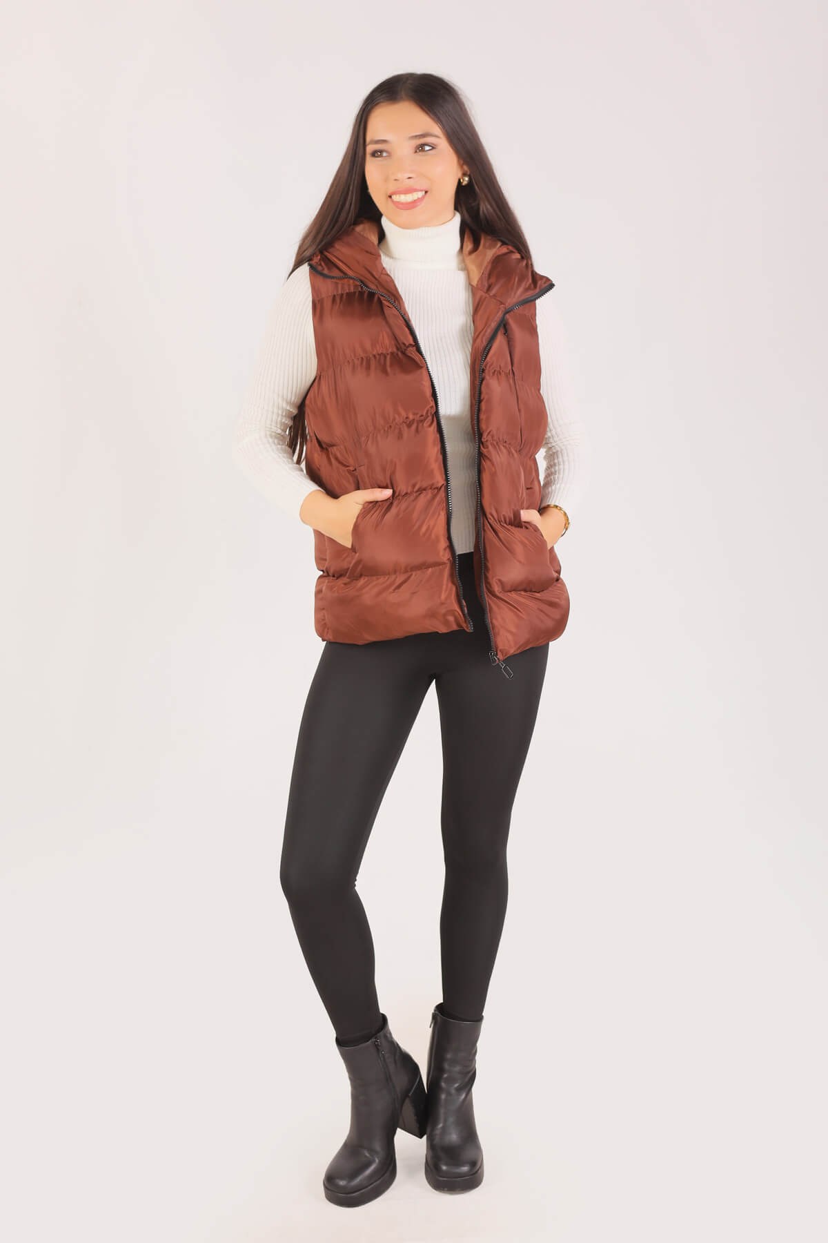 Kahve Oversize Yelek 0015-1