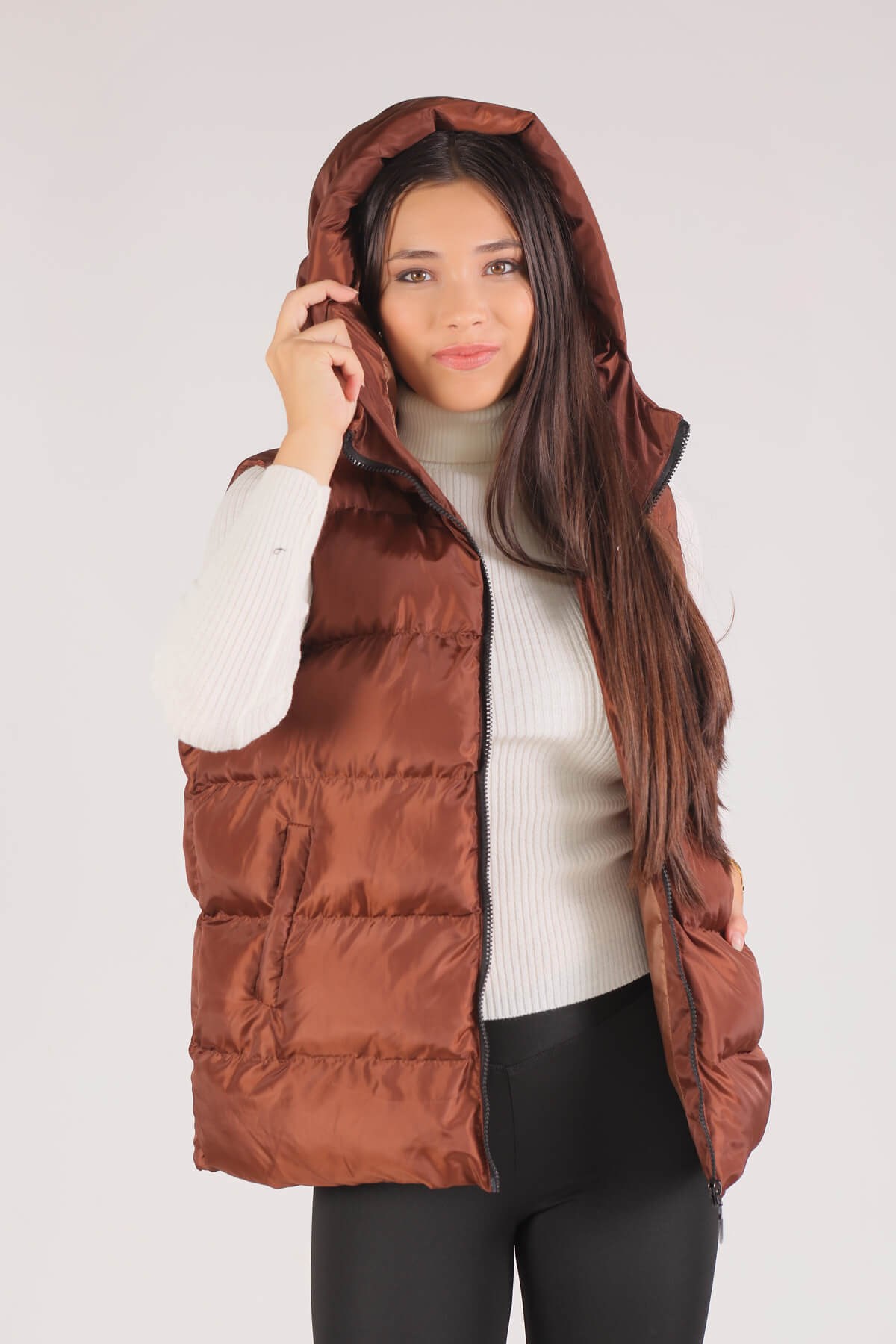 Kahve Oversize Yelek 0015-1