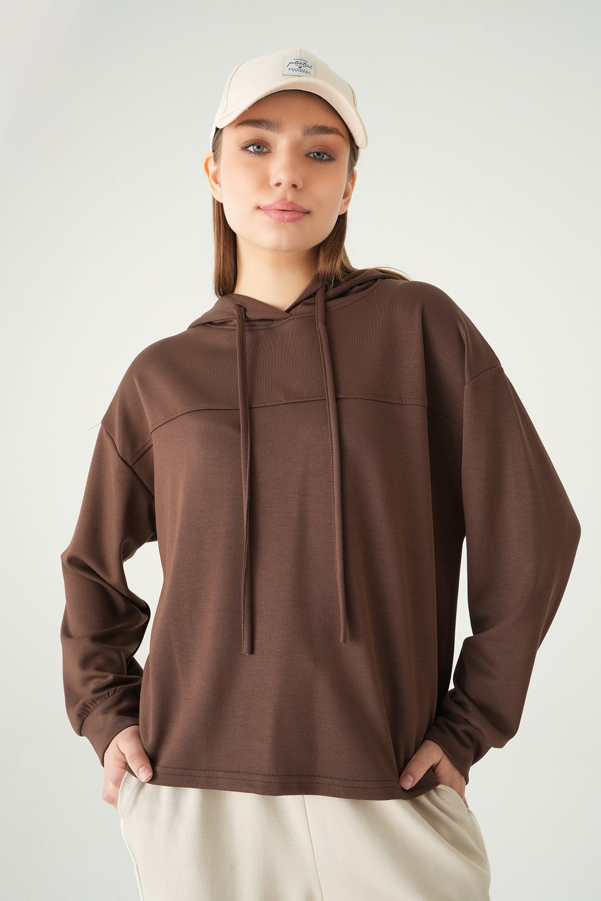 Kahve Şerit Detay Sweat 8308A
