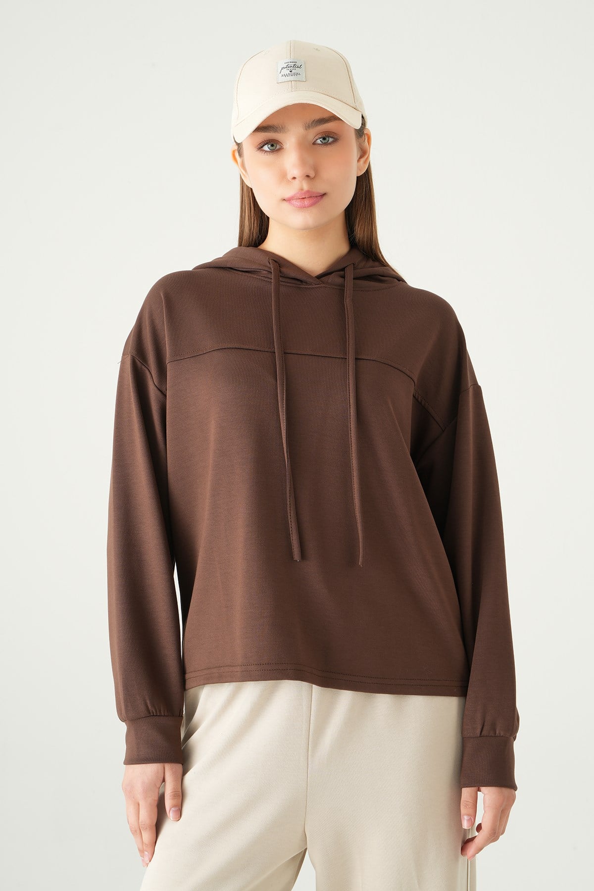 Kahve Şerit Detay Sweat 8308A