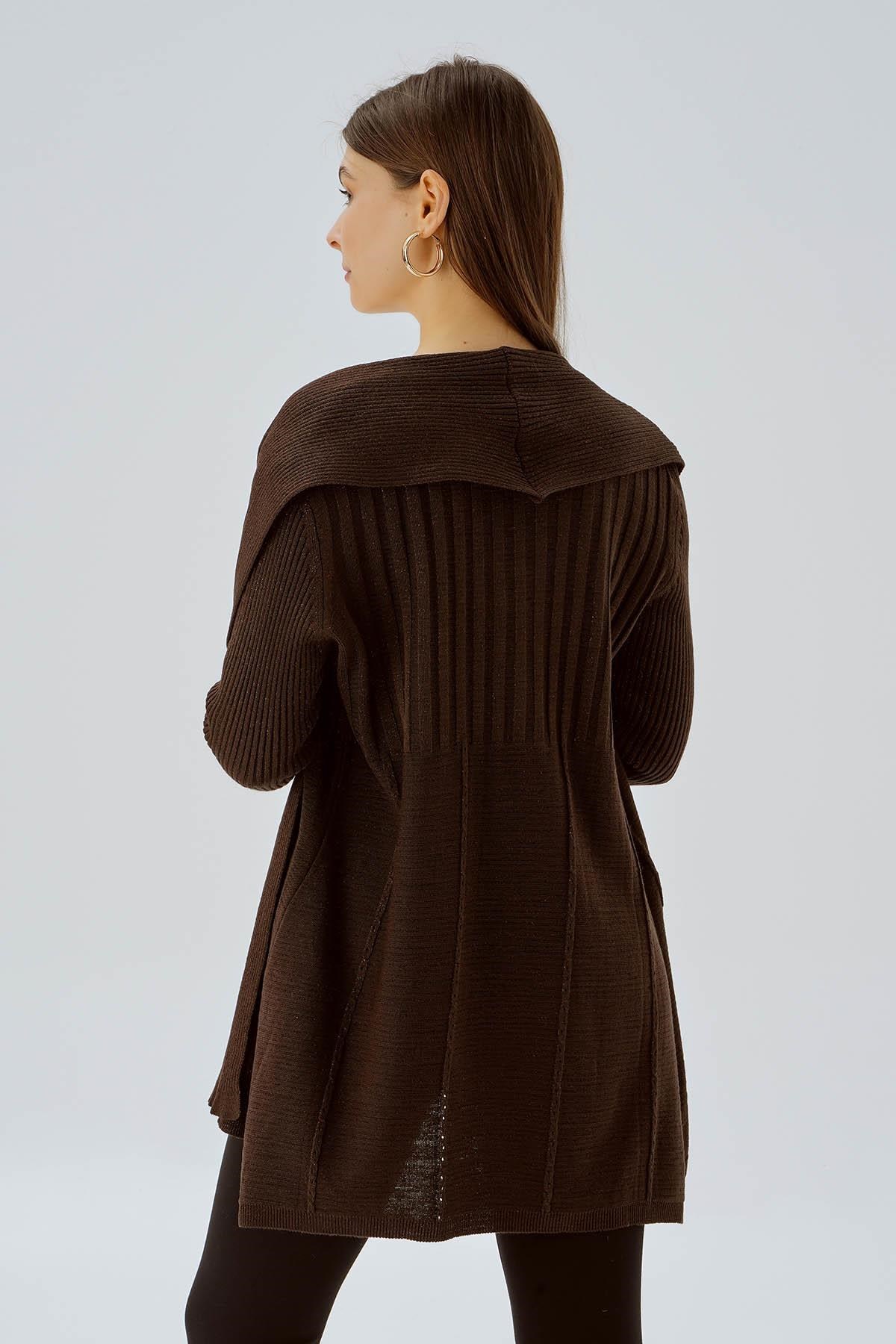 Kahve Simli Hırka 3345