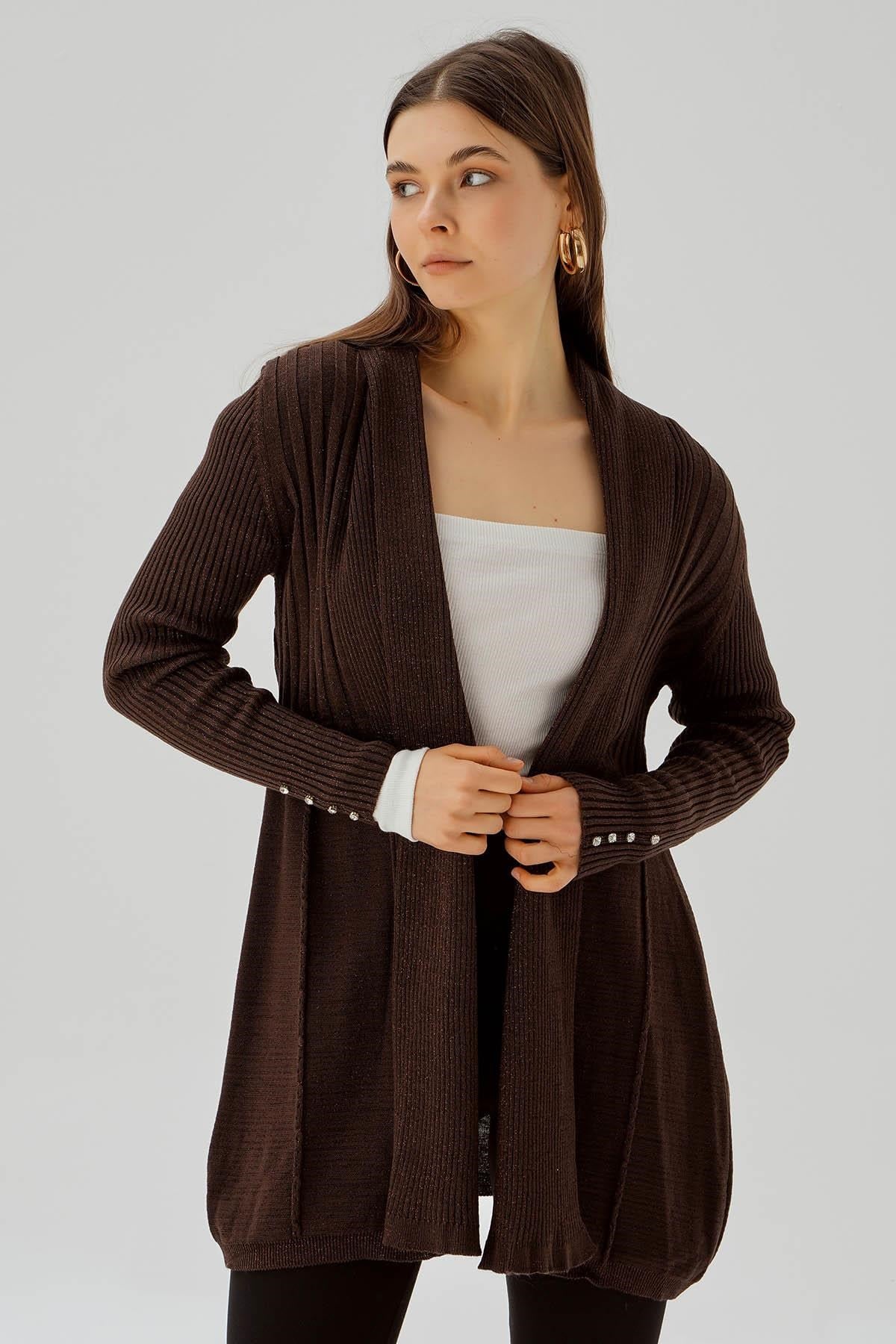Kahve Simli Hırka 3345