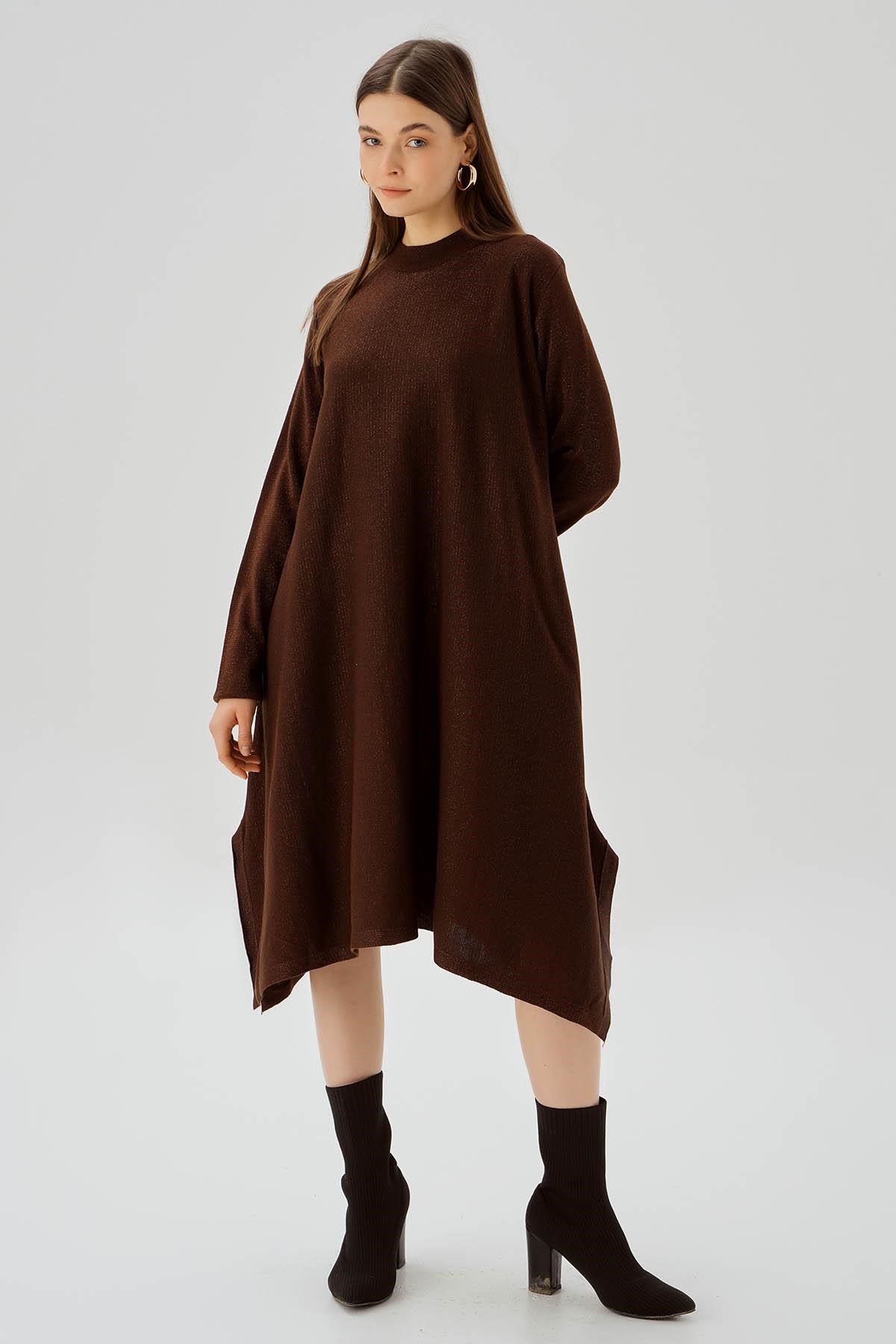 Kahve Simli Tunik 3260
