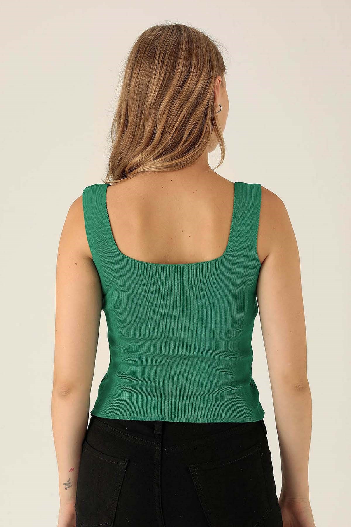 Kalın Askı Bayan Atlet - 4140 Benetton Yeşili
