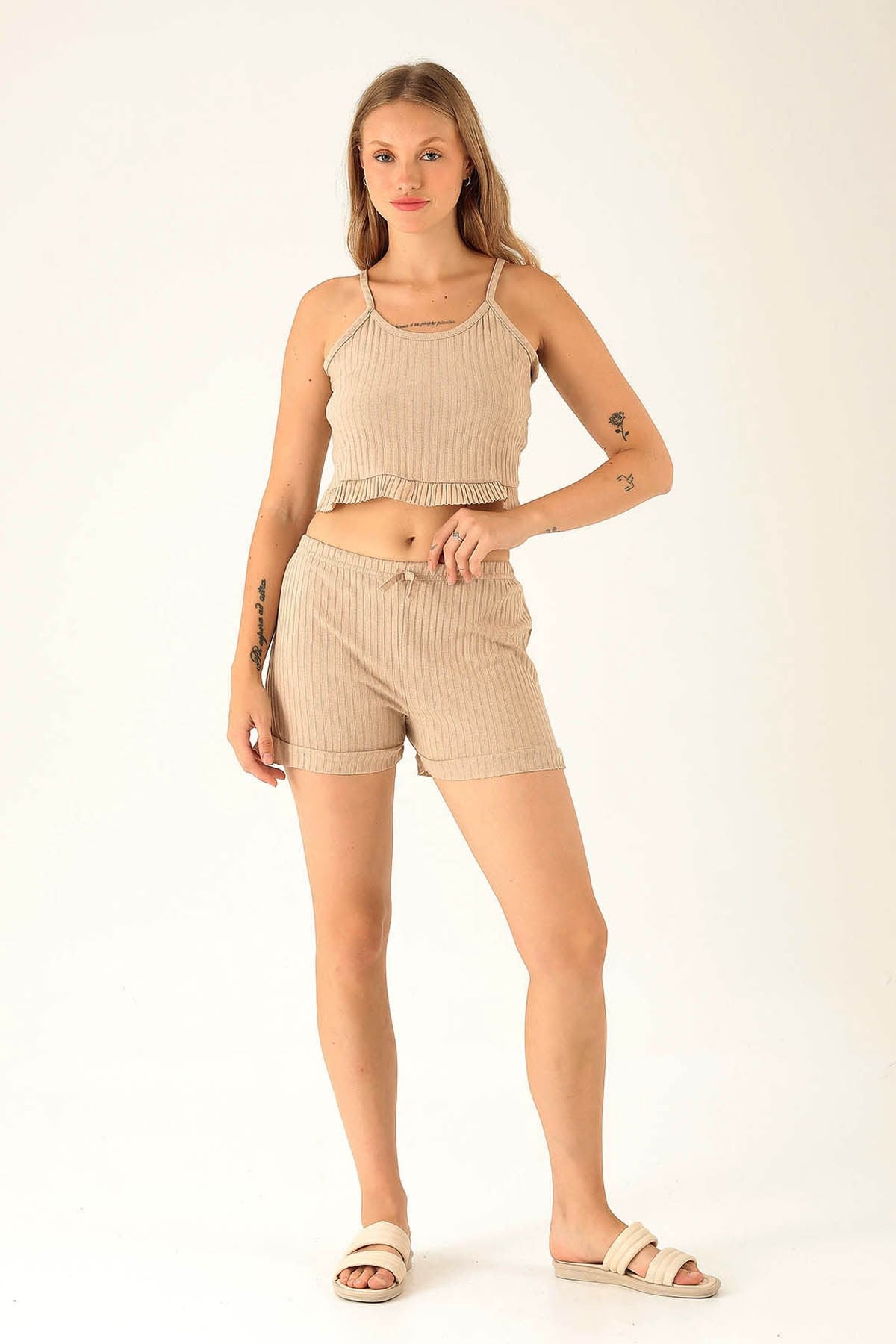 Kaşkorse Şortlu Takım - 01051 Bej