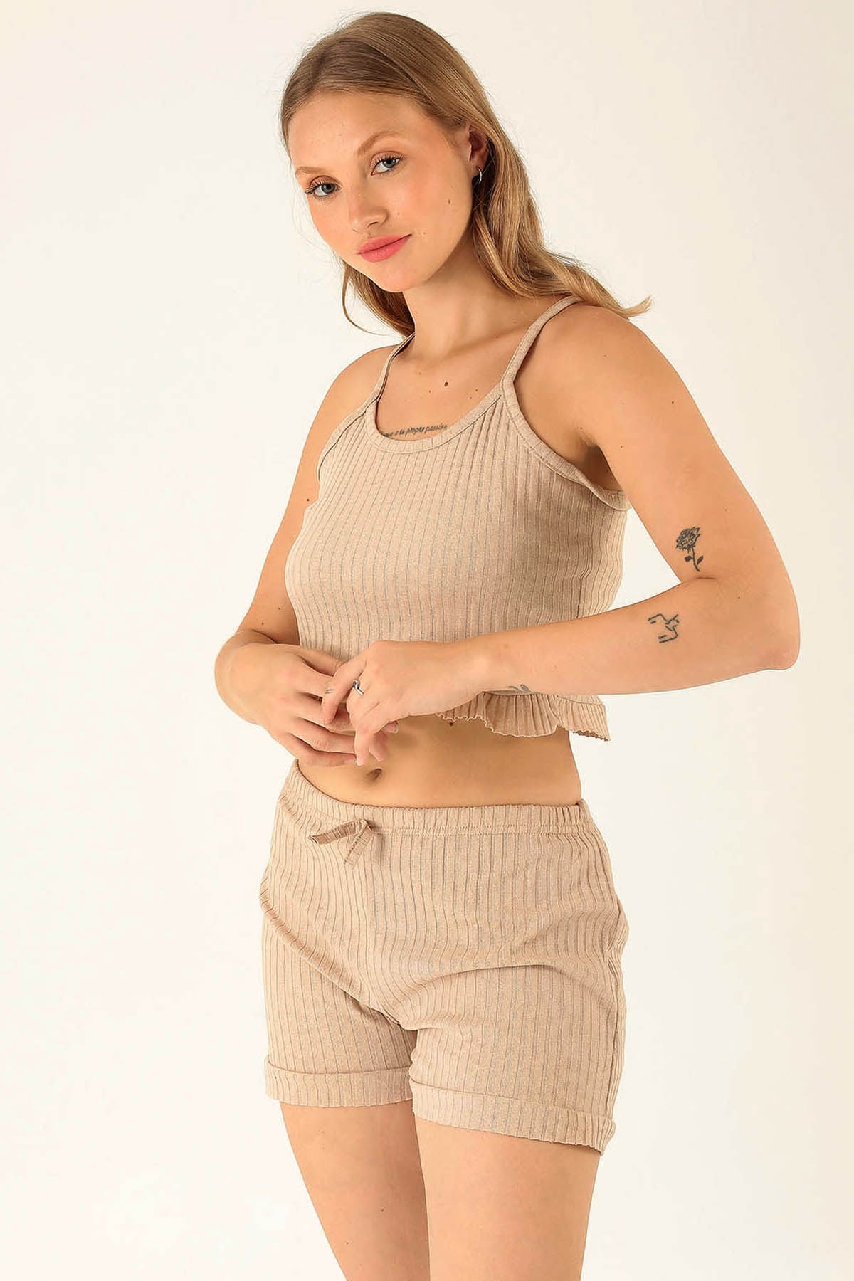 Kaşkorse Şortlu Takım - 01051 Bej