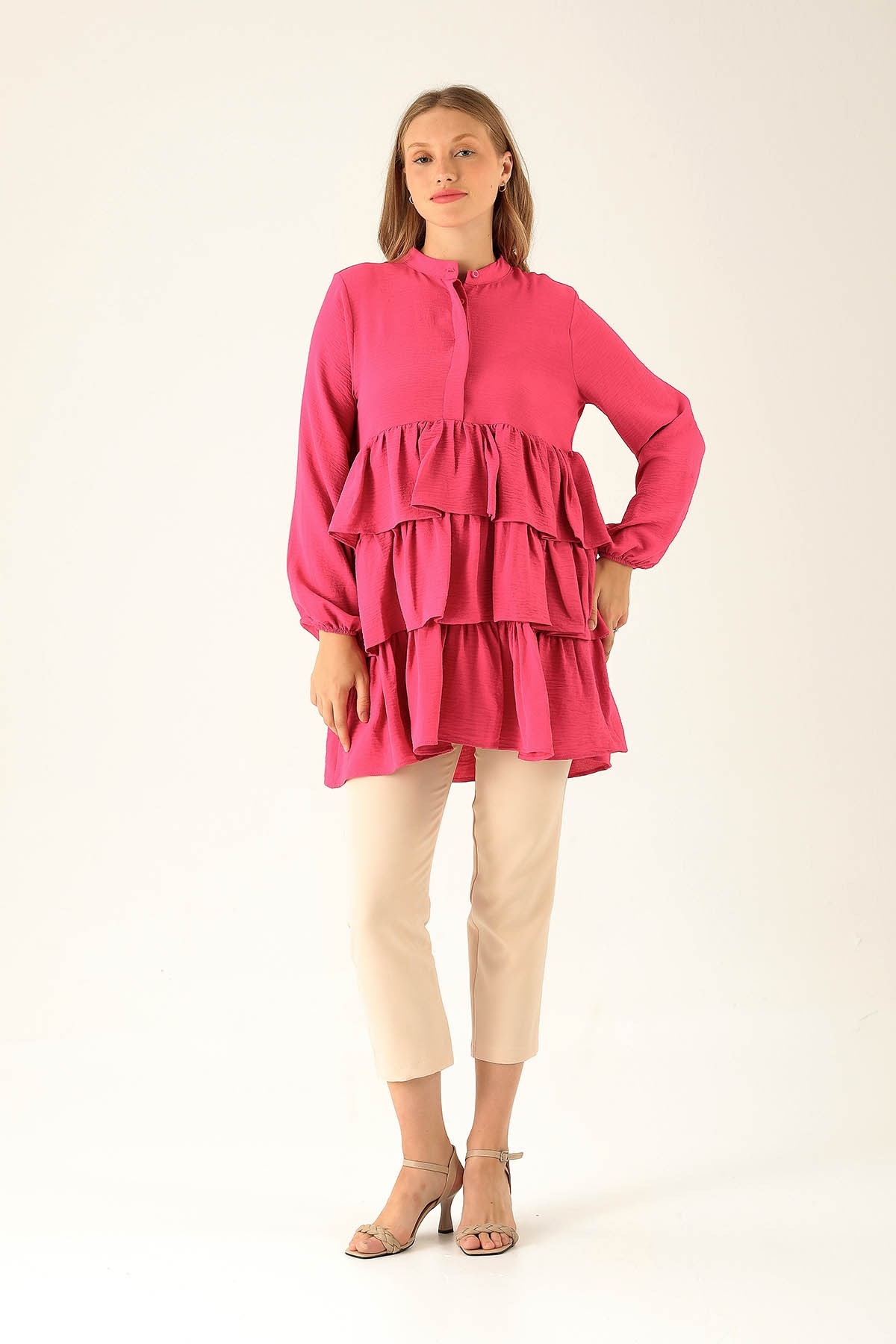 Kat Kat Detaylı Tunik - 6470A Fuşya