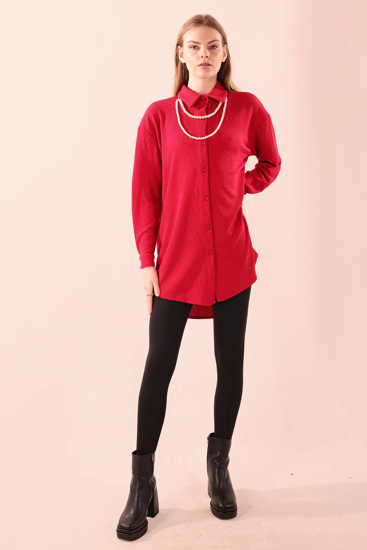 Kırmızı İnci Kolyeli Tunik 5462