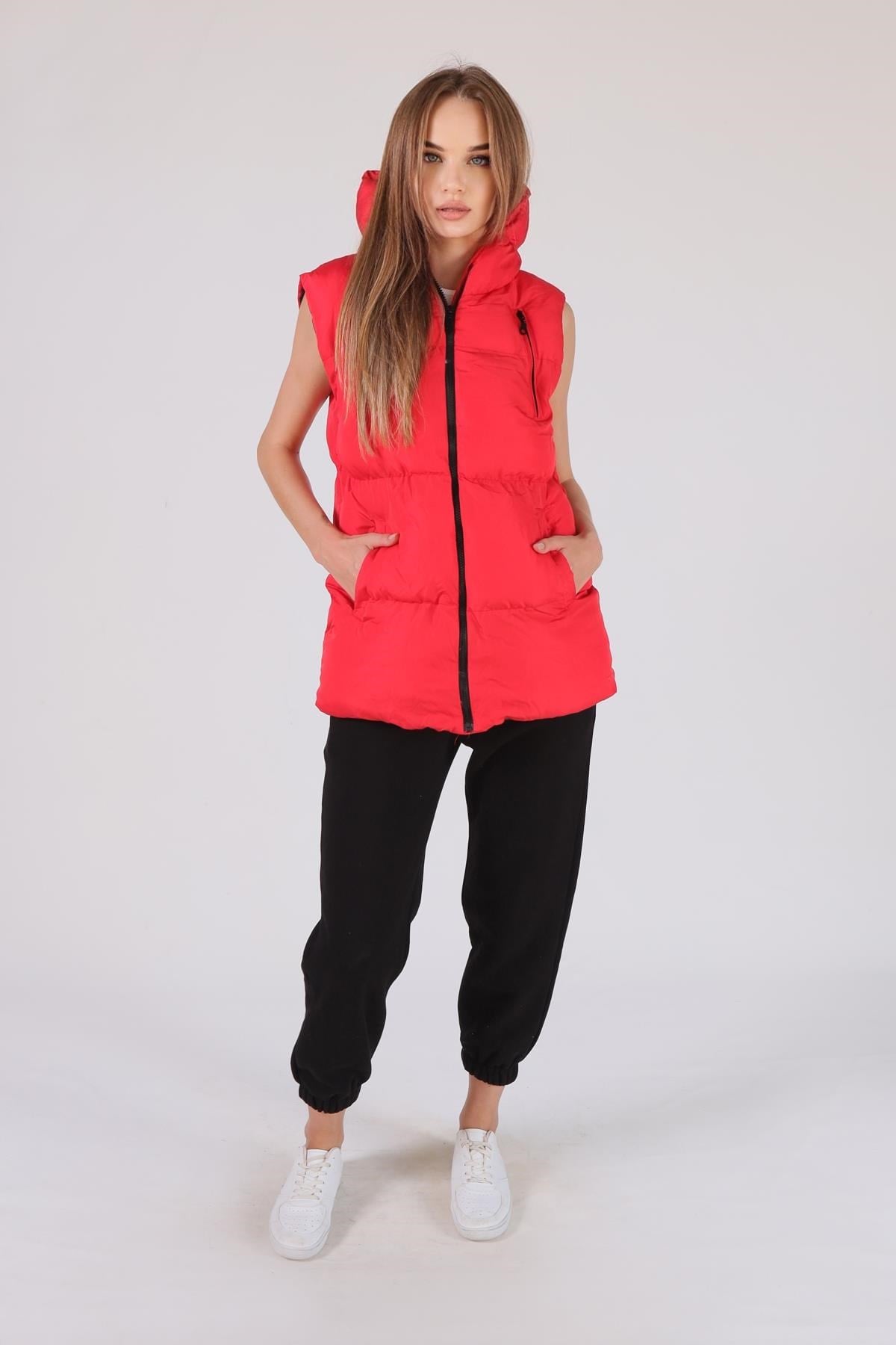 Kırmızı Oversize Yelek 0015-1