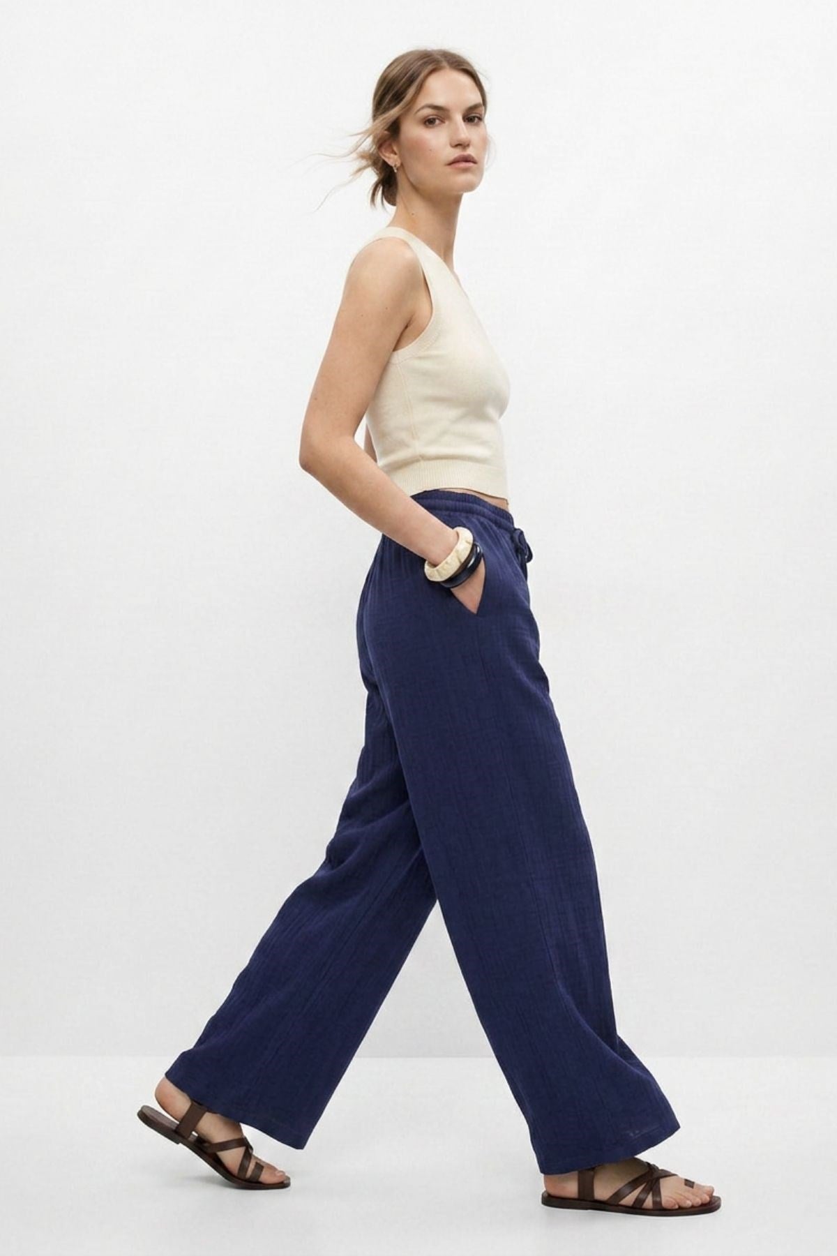 Laci Bel Lastikli Geniş Paça Pantolon 8056A