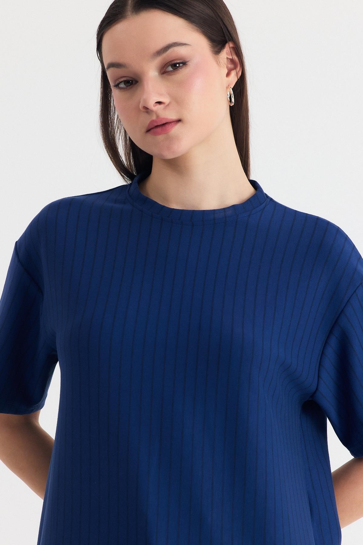Laci Çizgili Oversize Tişört 4447A