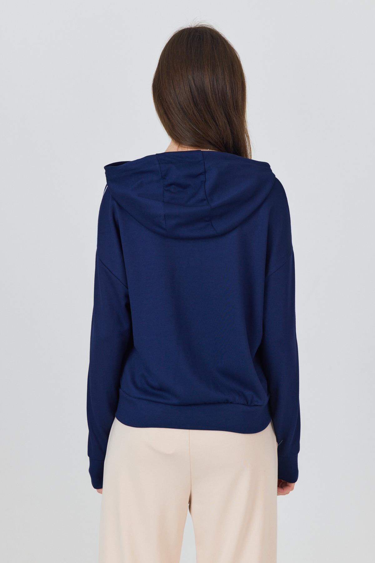 Laci Fermuarlı Kapüşonlu Şerit Detaylı Sweatshirt 3045