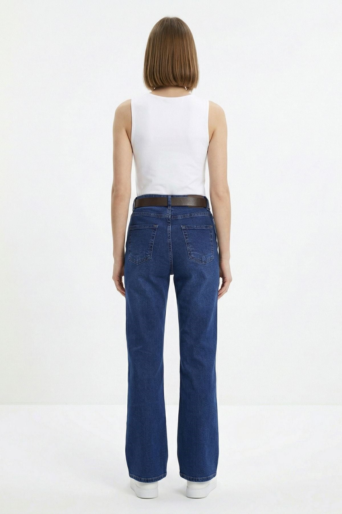 Mavi Kemerli Likralı Jean 3043