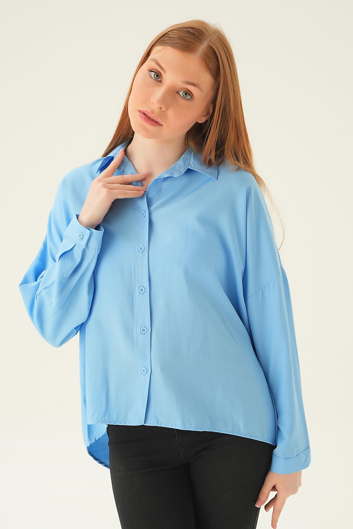 Mavi Oversize Gömlek 6557-1