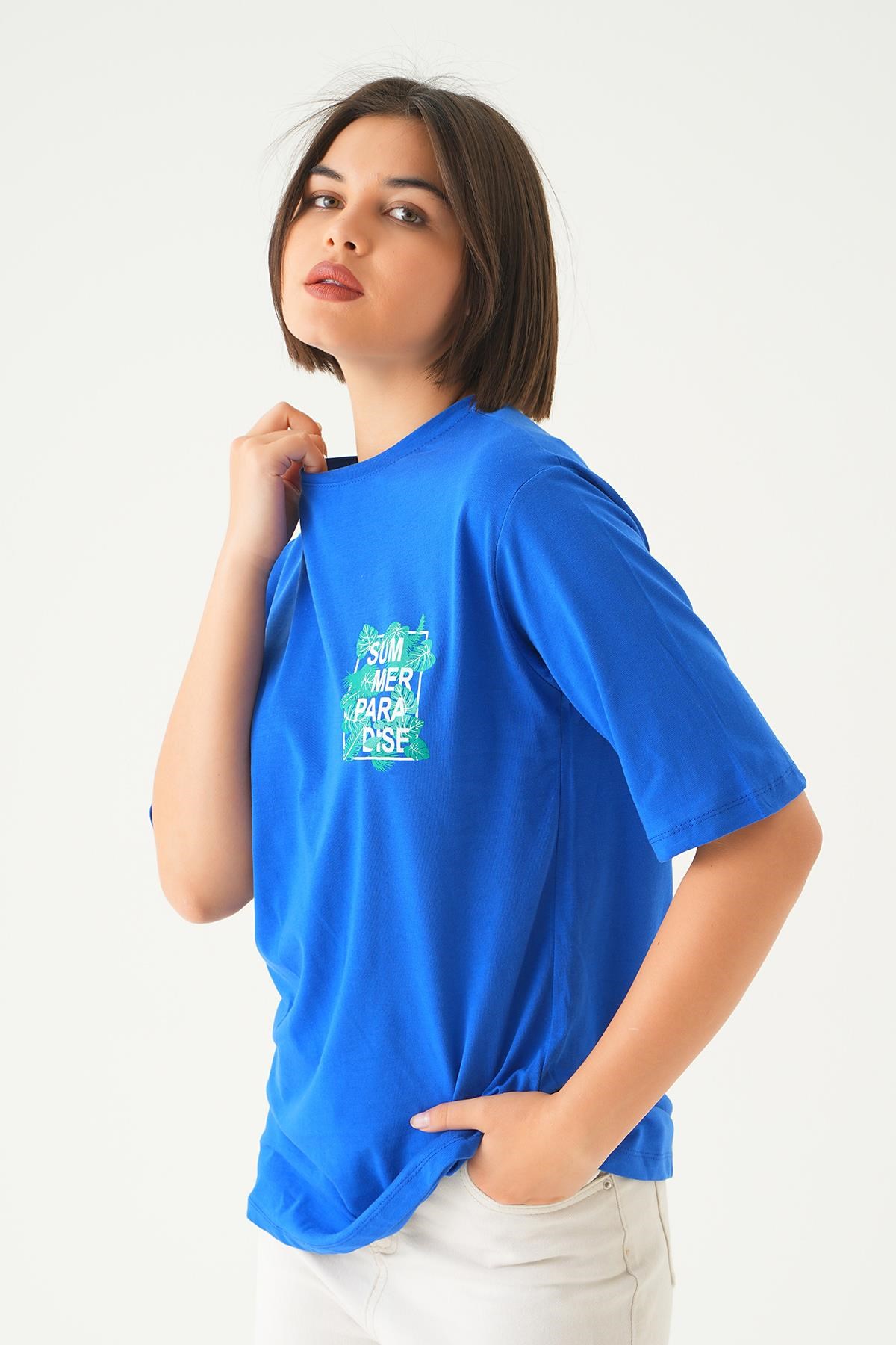 Mavi Summer Baskı Oversize Tişört 1710