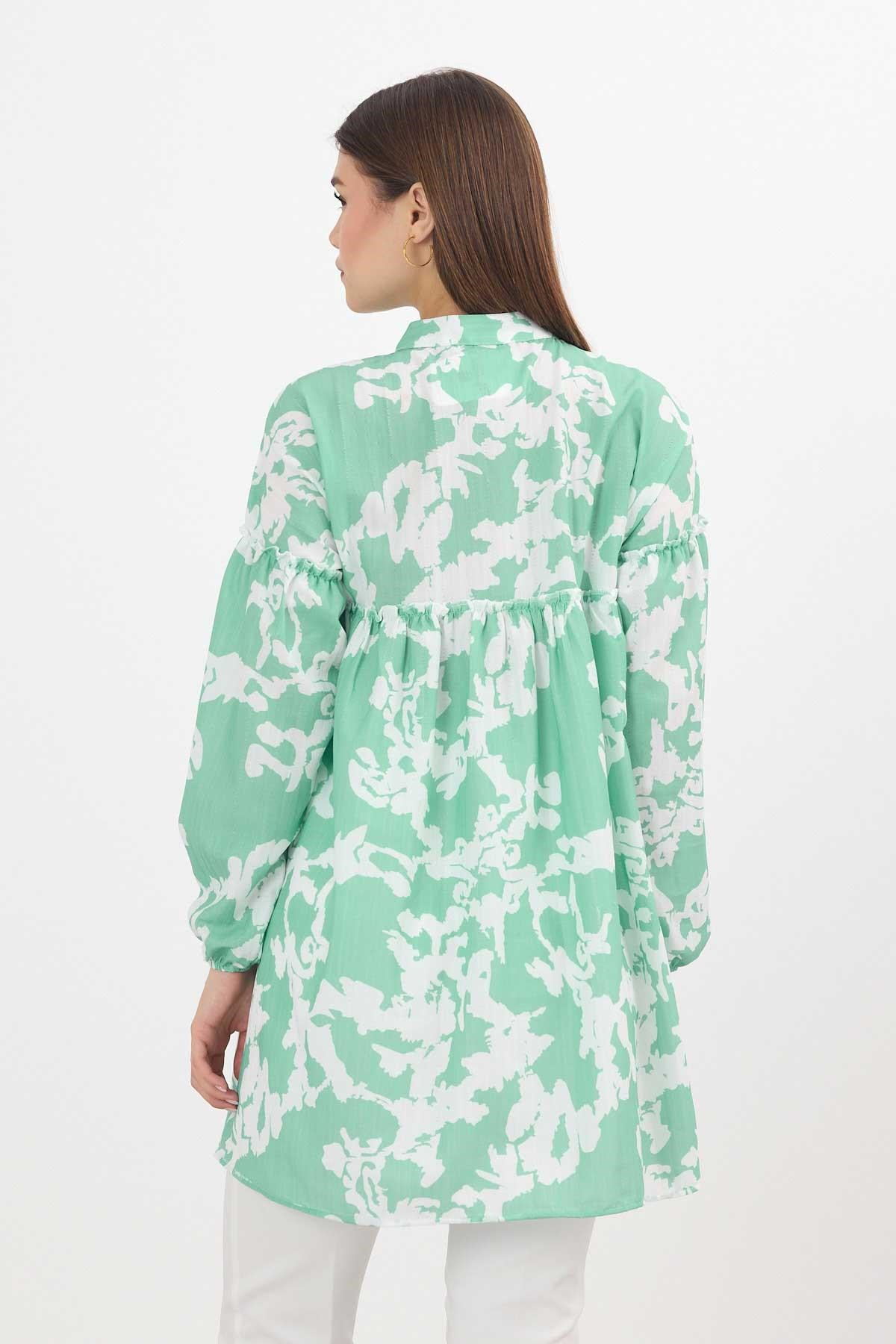 Mint Desenli Kol Lastikli Tunik 4366A