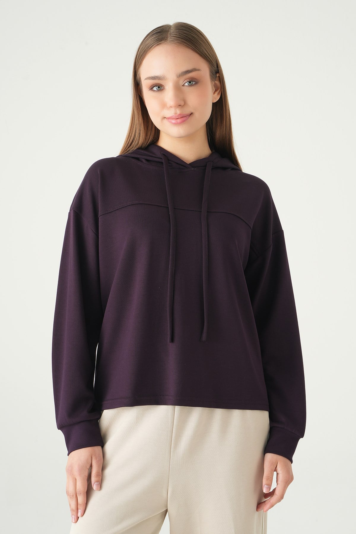 Mürdüm Şerit Detay Sweat 8308A
