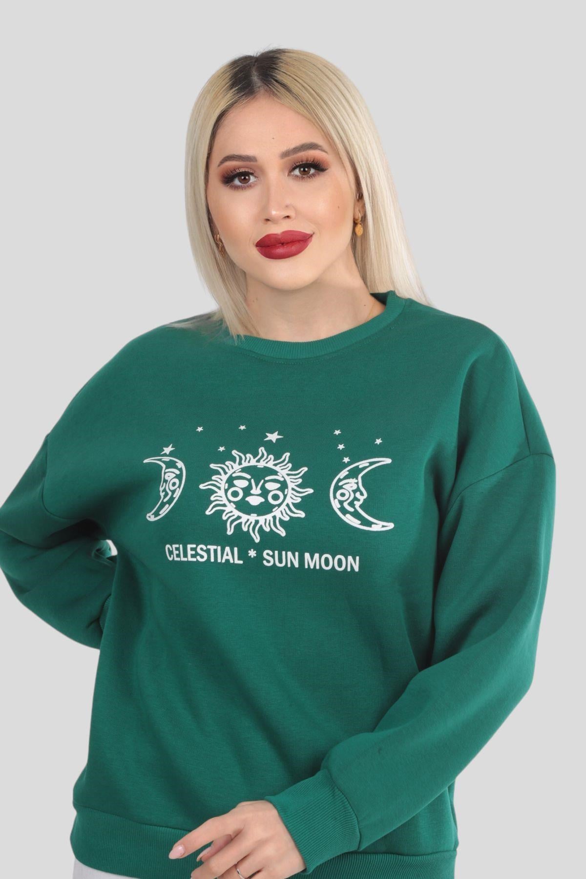 Nefti Sun Moon Baskı Sweat 9016M