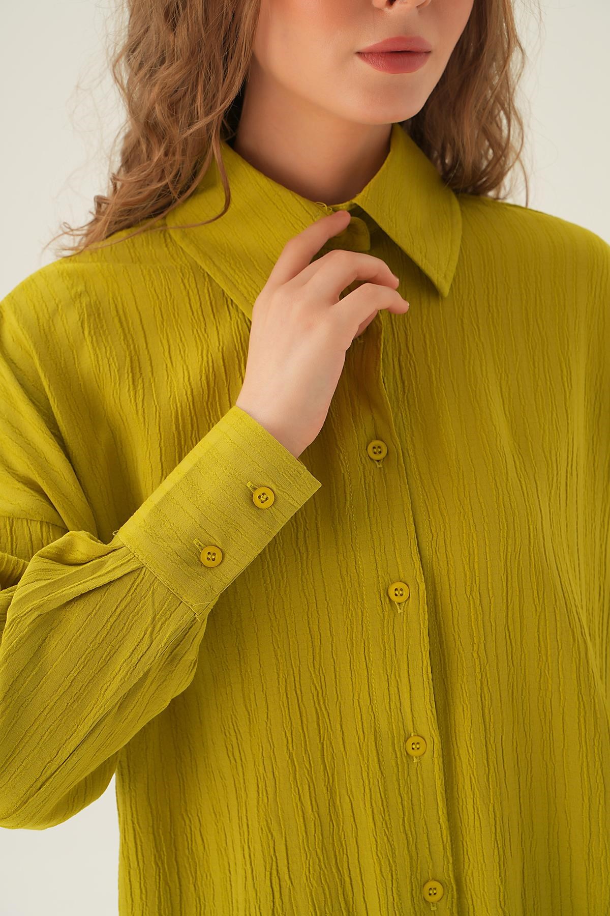Olive Yeşili Oversize Gömlek 6931A