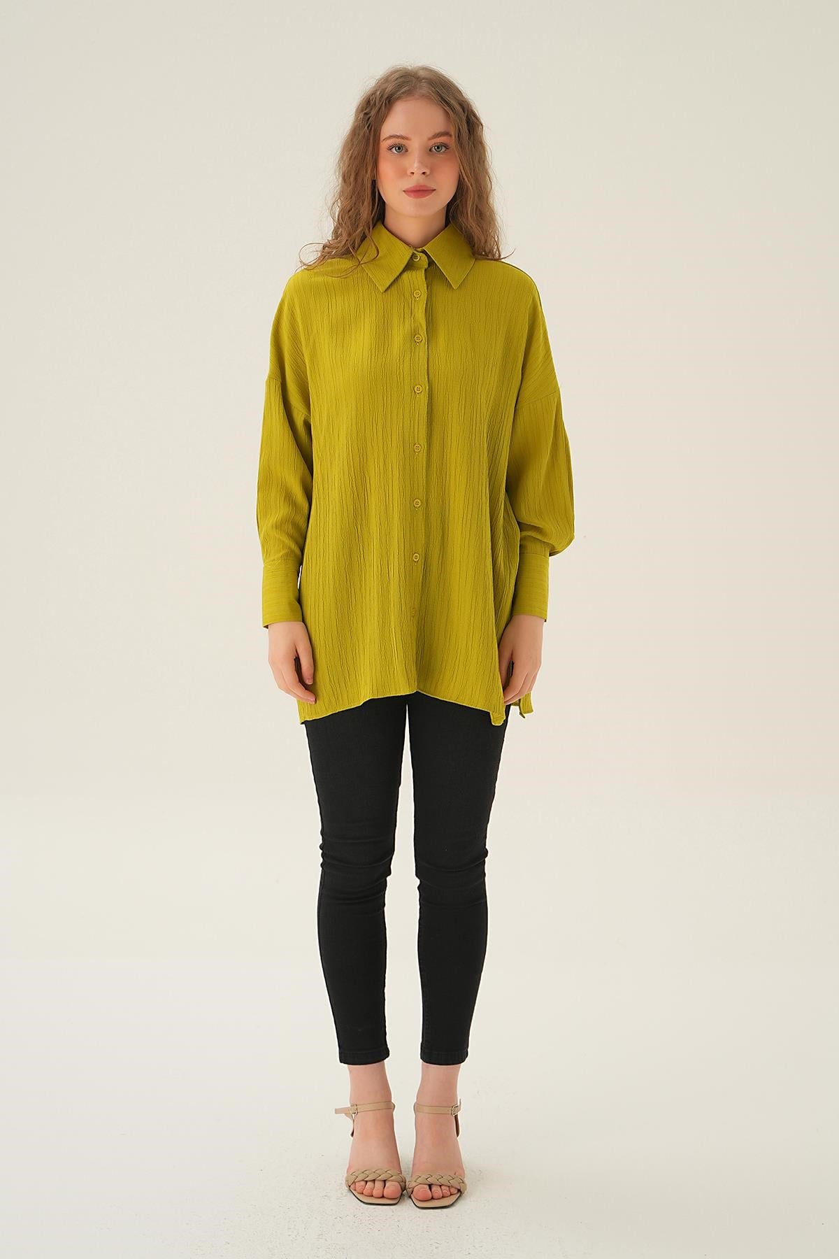Olive Yeşili Oversize Gömlek 6931A