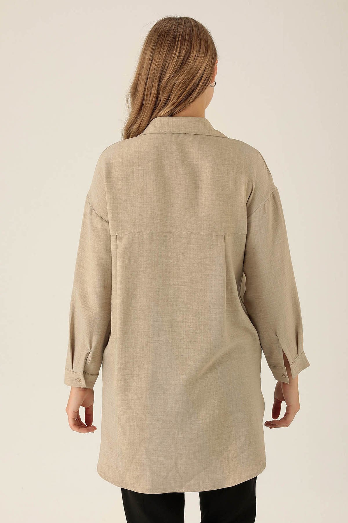 Önü Düğmeli Tunik - 6803A Bej