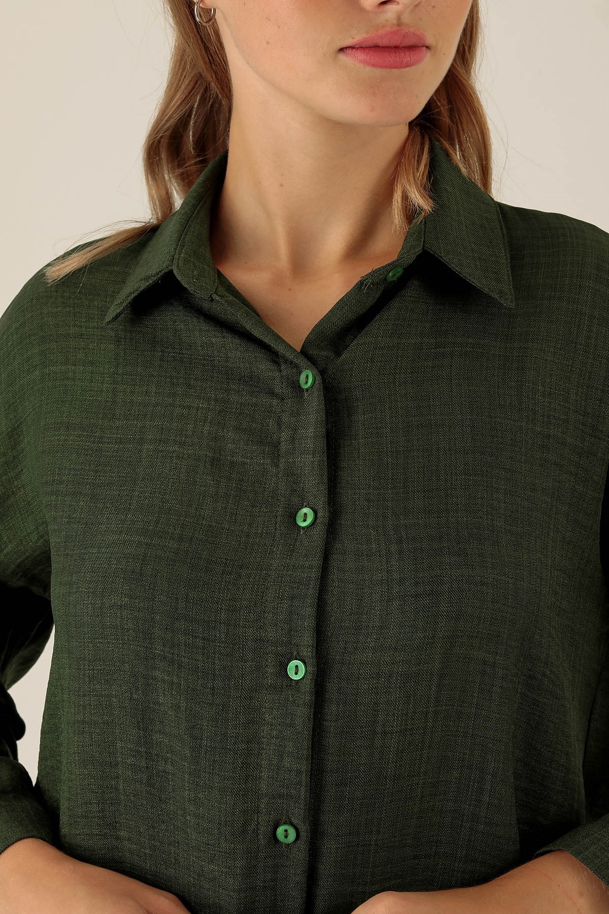 Önü Düğmeli Tunik - 6803A Haki