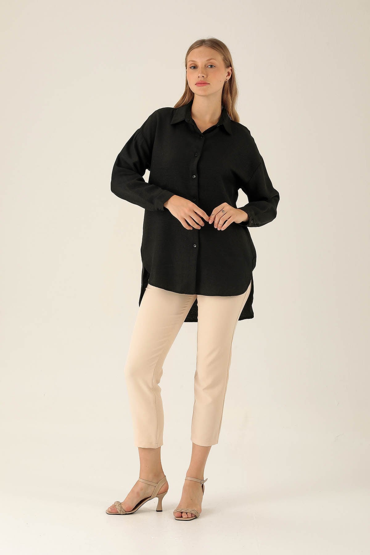 Önü Düğmeli Tunik - 6803A Siyah