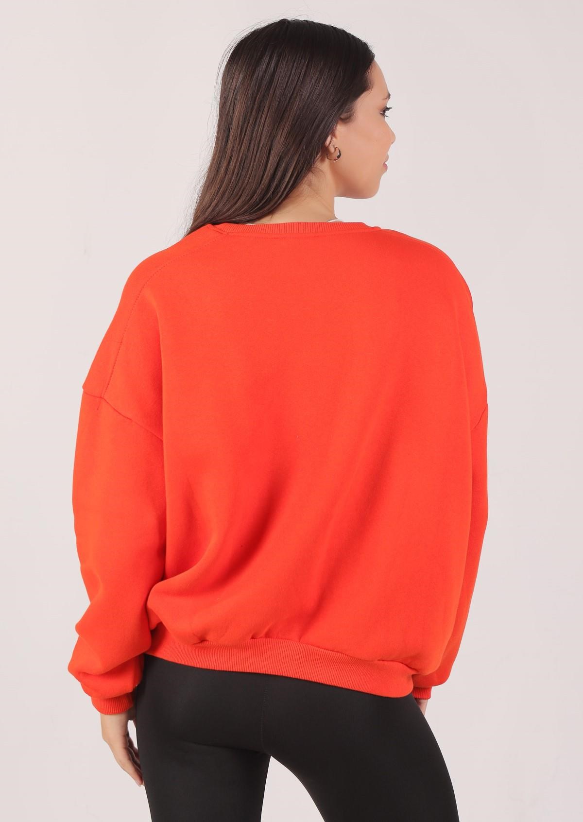 Orange Oversize Bisiklet Yaka Sweat 8138M