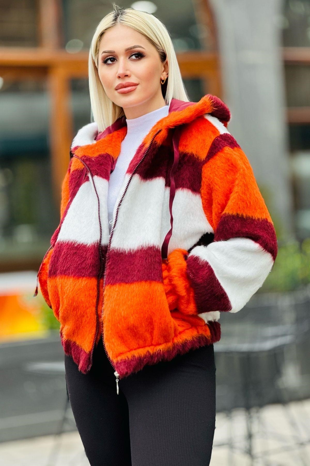 Orange Peluş Mont 3159