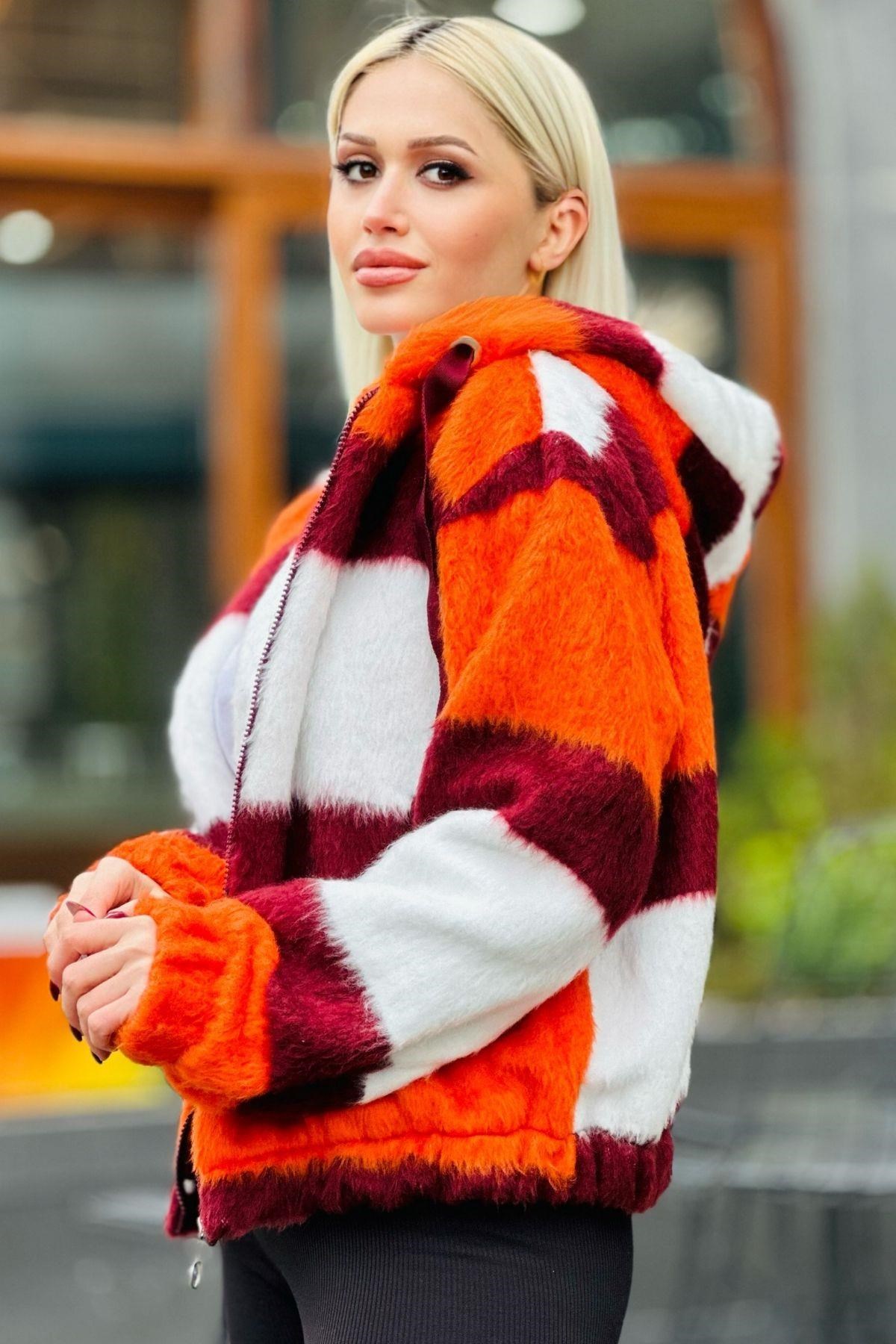 Orange Peluş Mont 3159