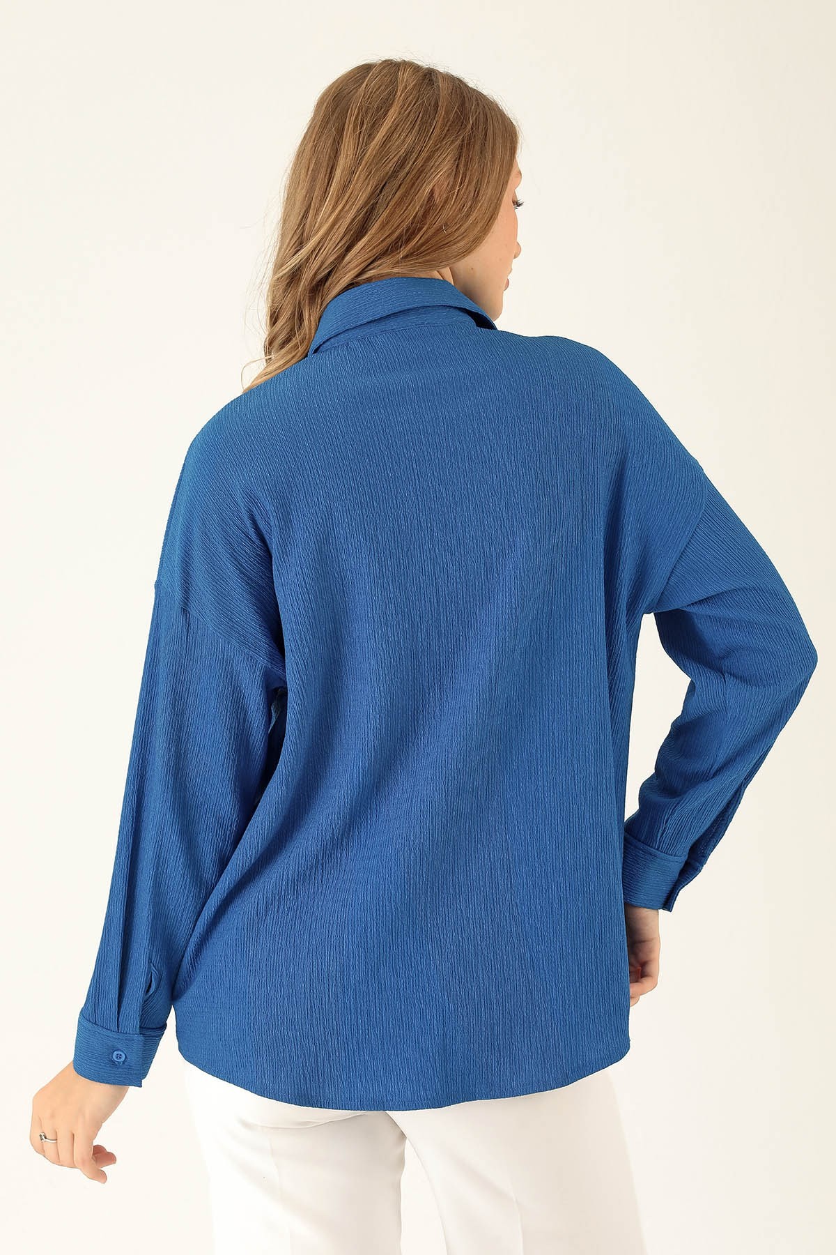 Oversize Bayan Gömlek - 6624A Saks